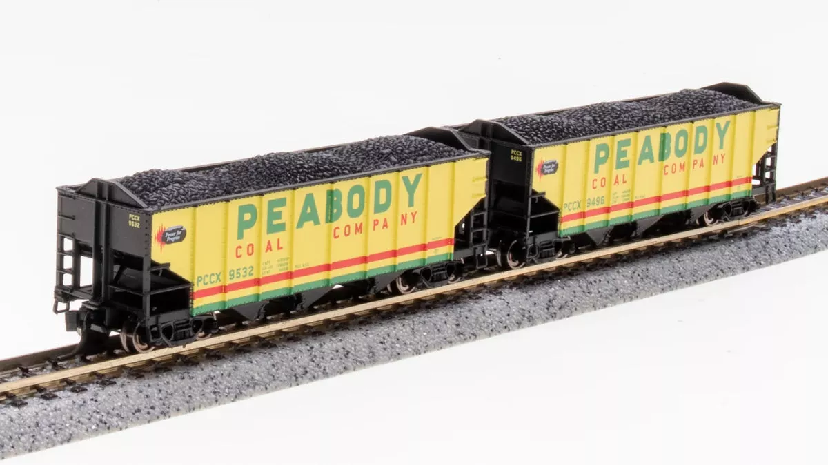 BLI 7163 N Scale H2A 3-Bay Hopper with Load Peabody Coal (2 Pack Set B)