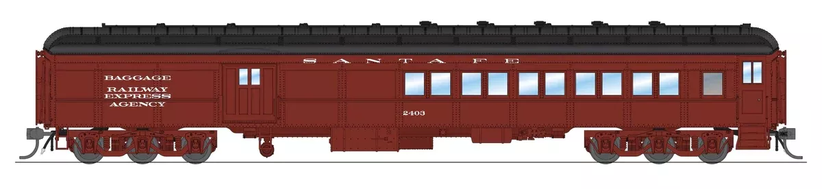 BLI 9110 HO Scale Coach Baggage Combine - Santa Fe ATSF 2403