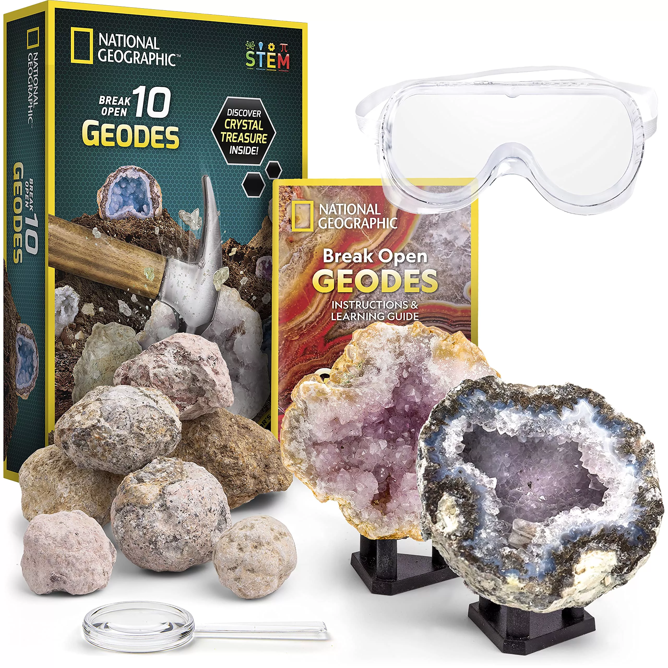 Blue Marble NATIONAL GEOGRAPHIC Break Open 10 Geodes Kit - STEM Scienc