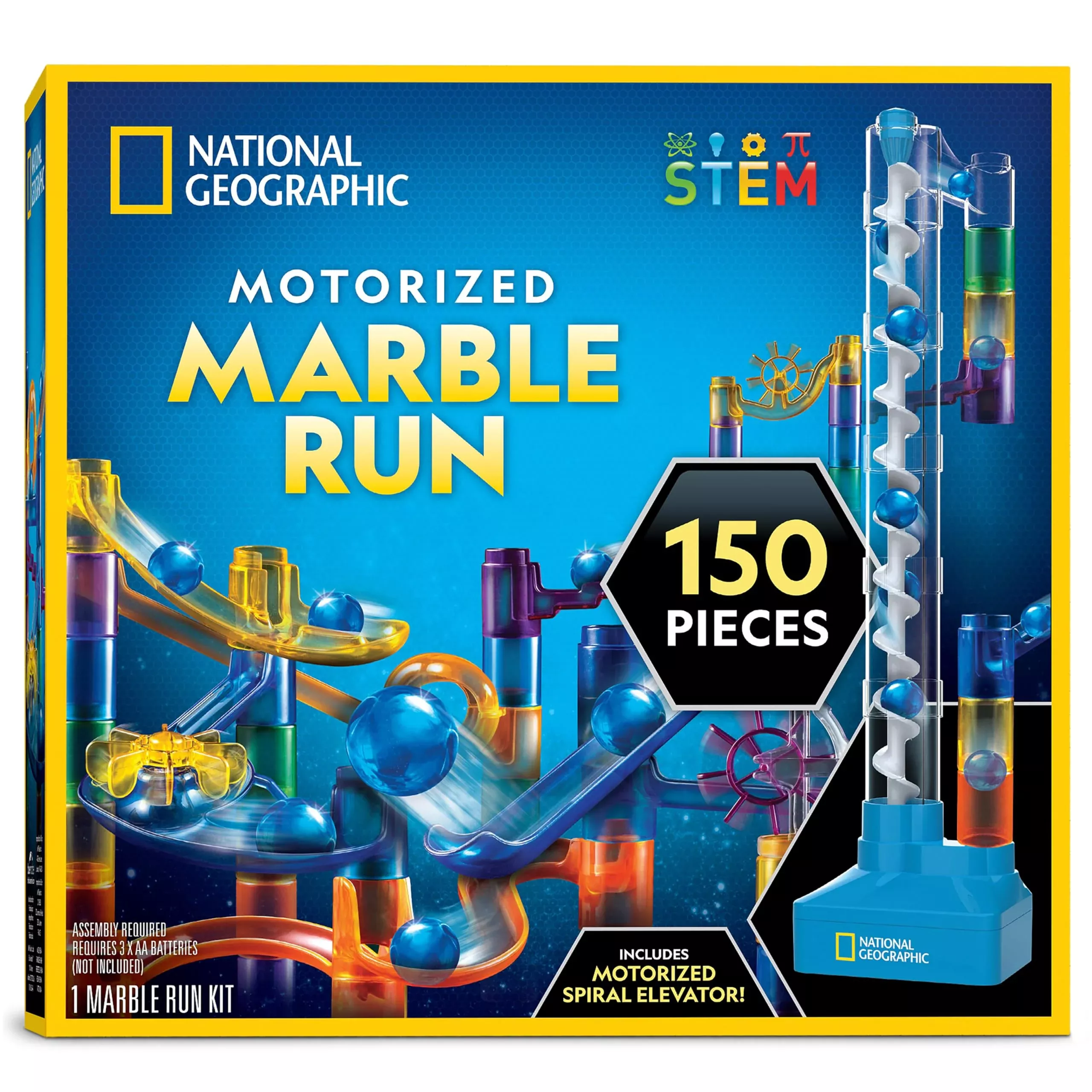 Blue Marble National Geographic Marble Run Kit - 150-Piece with Motori