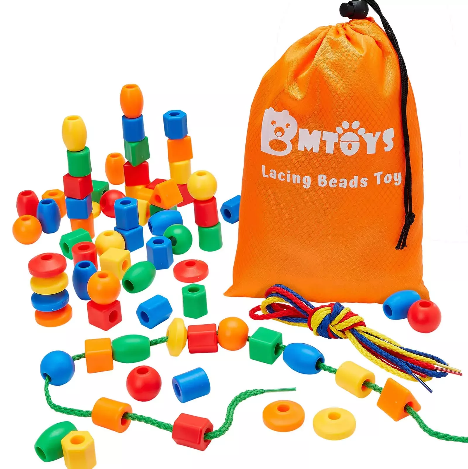 BMTOYS 70pcs Colorful Lacing Beads Set for Motor Skills - Small