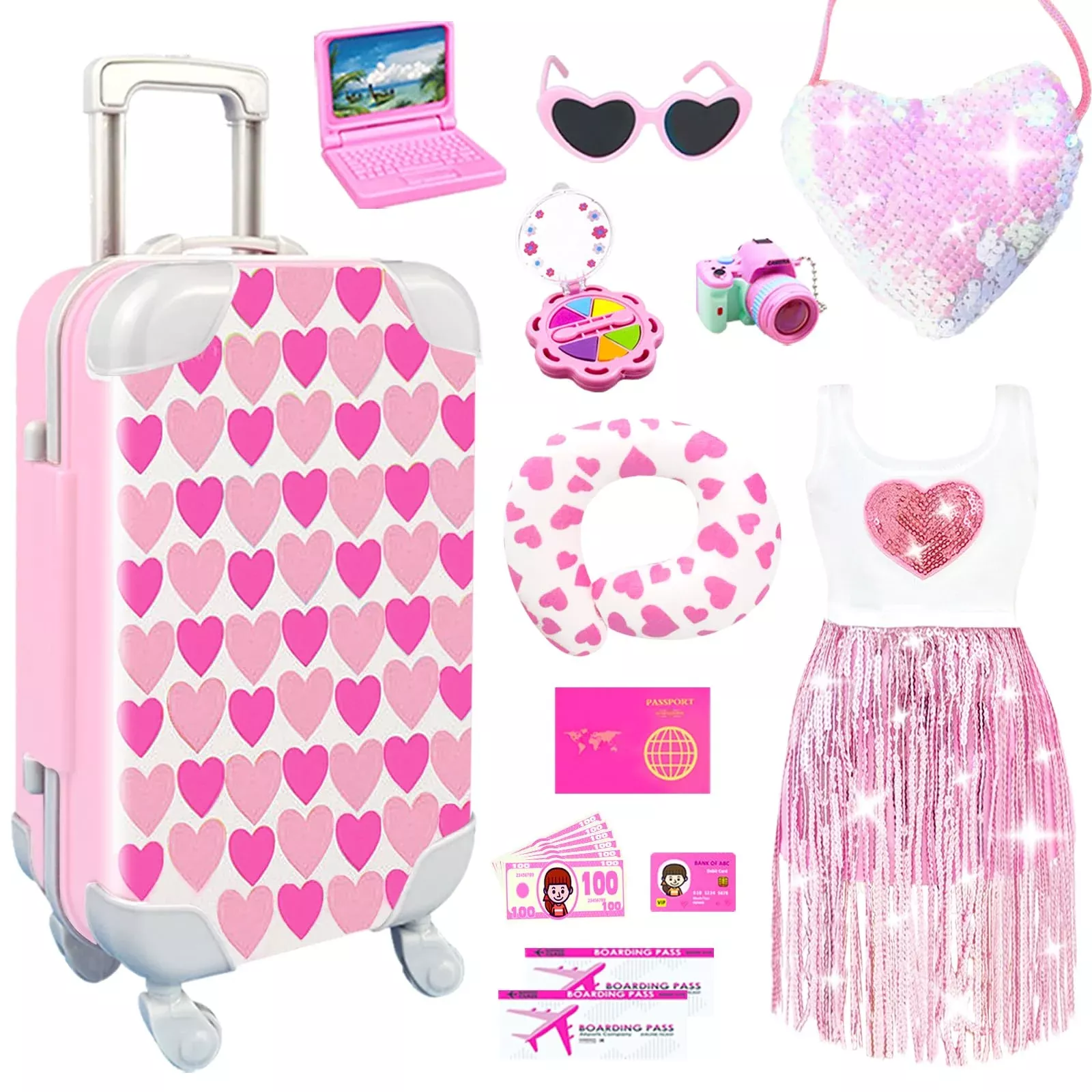 BNUZEIYI 20Pcs Doll Clothes & Accessories for 18 Inch Dolls