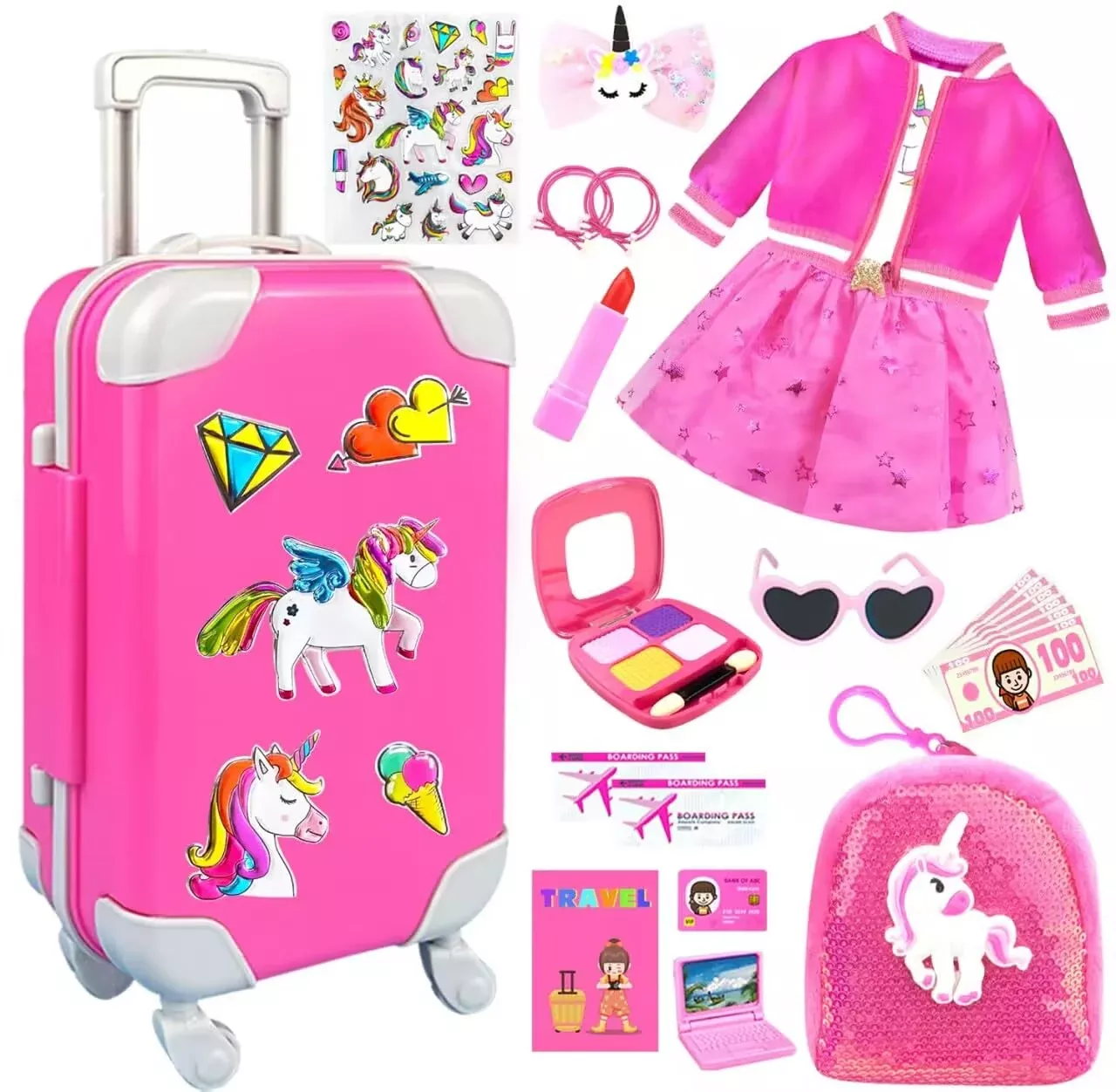 BNUZEIYI 23 Pcs Doll Clothes Set for 18 Inch Dolls Rose
