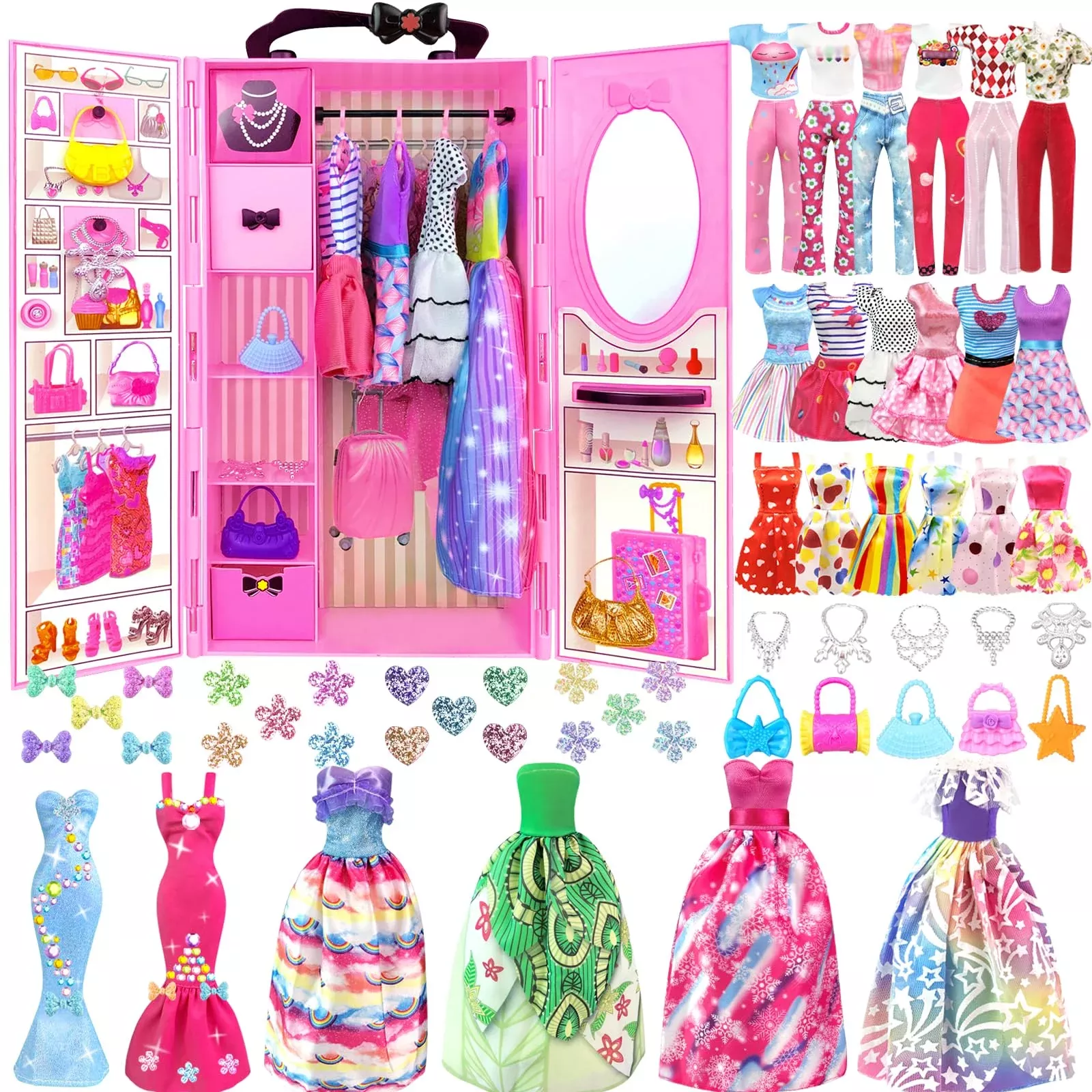 BNUZEIYI Doll Clothes Set for 11.5-Inch Dolls, Pink