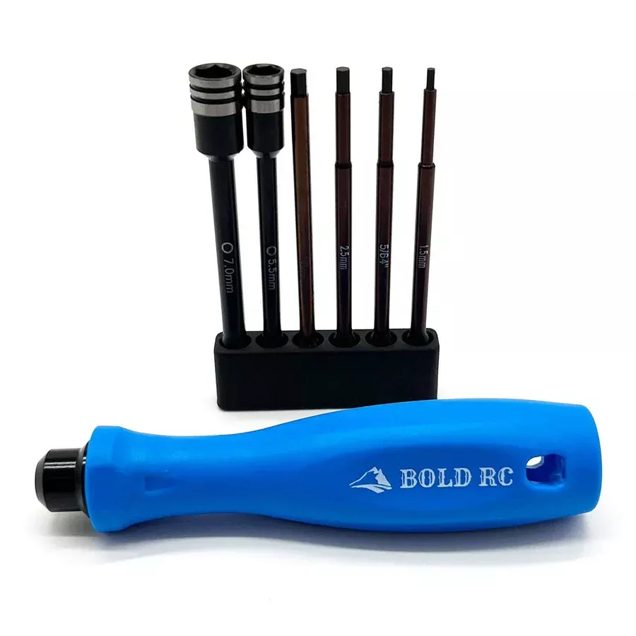 Bold RC 10630 1/4" Quick Drive Hex & Nut Driver 6 Piece Tool Set with Handle for 1/8 RC Cars