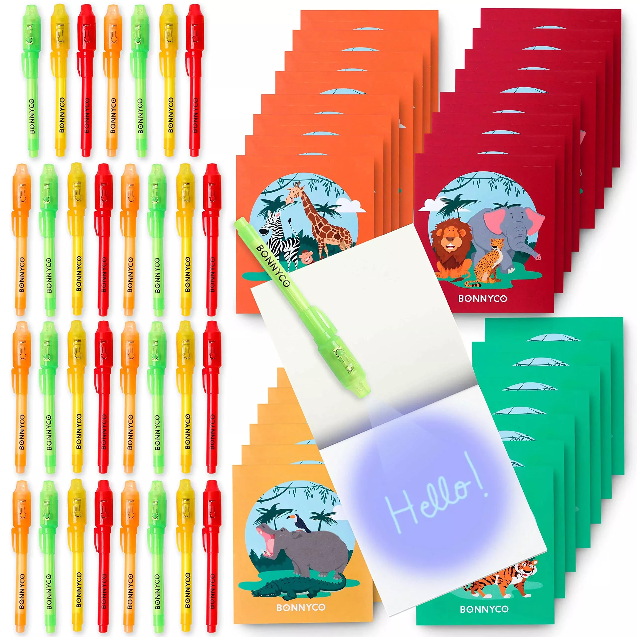 BONNYCO Safari Spy Pen Set with Invisible Ink, 32 Count, Multi-color