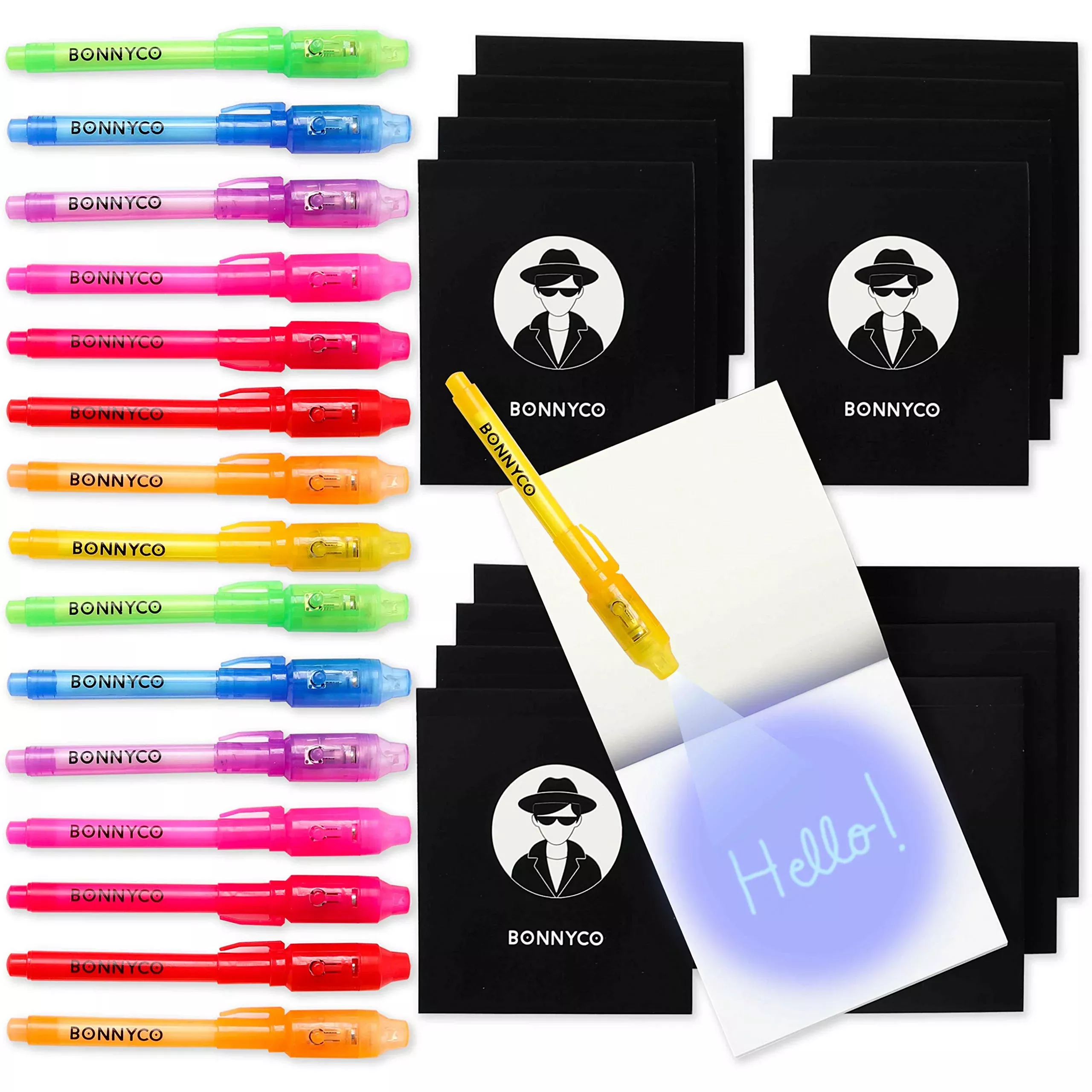 BONNYCO Spy Pen Set with Invisible Ink, 32 Pieces, Multicolor