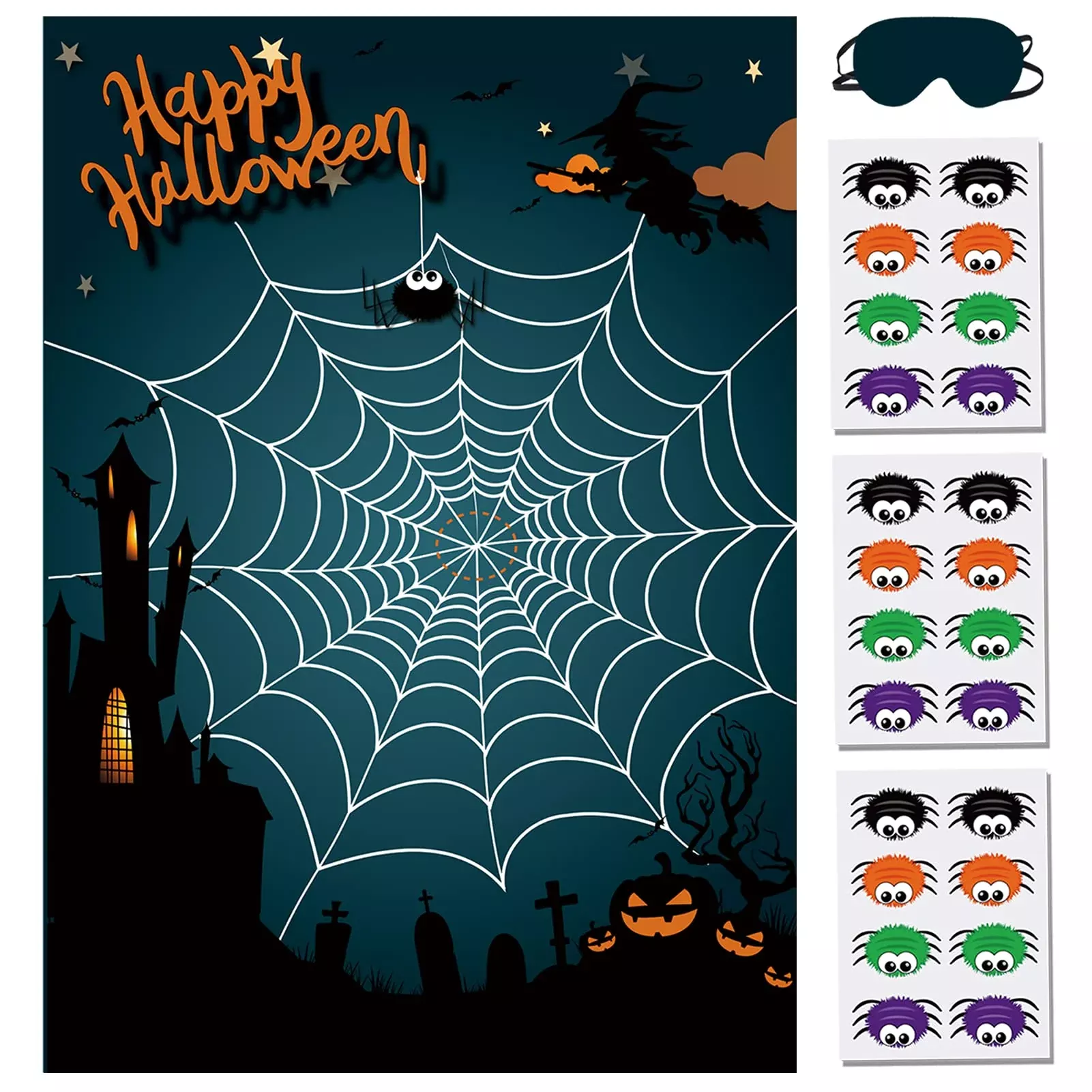 Boramdo Pin The Spider On The Web Halloween Party Game For Kids Web Po
