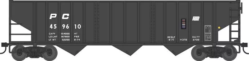 Bowser 43481 HO Scale 70 Ton 14 Panel 3 Bay Hopper Penn Central PC 459644