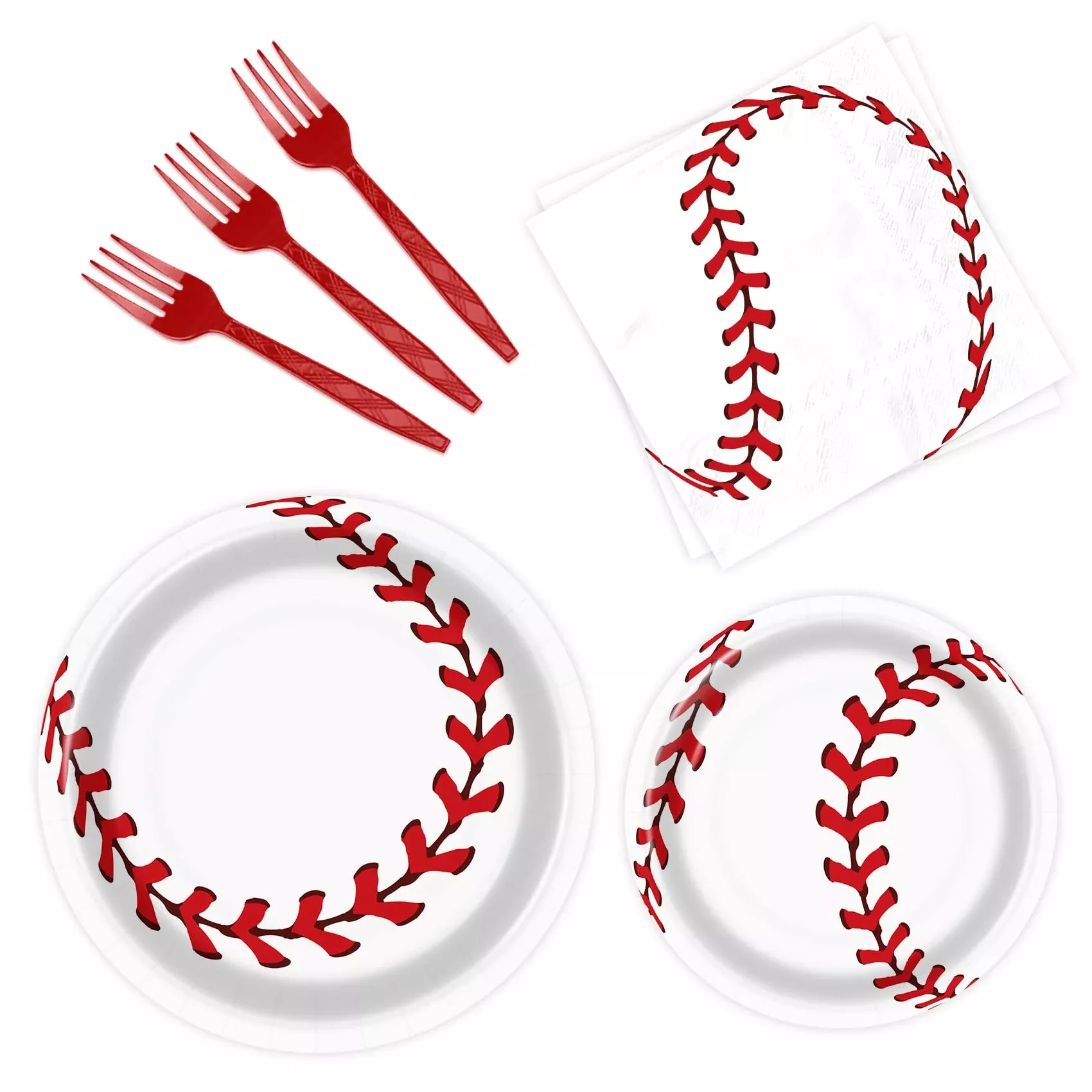 BQK Baseball Party Supplies Set, 24 Plates, Mixed Color, Disposable