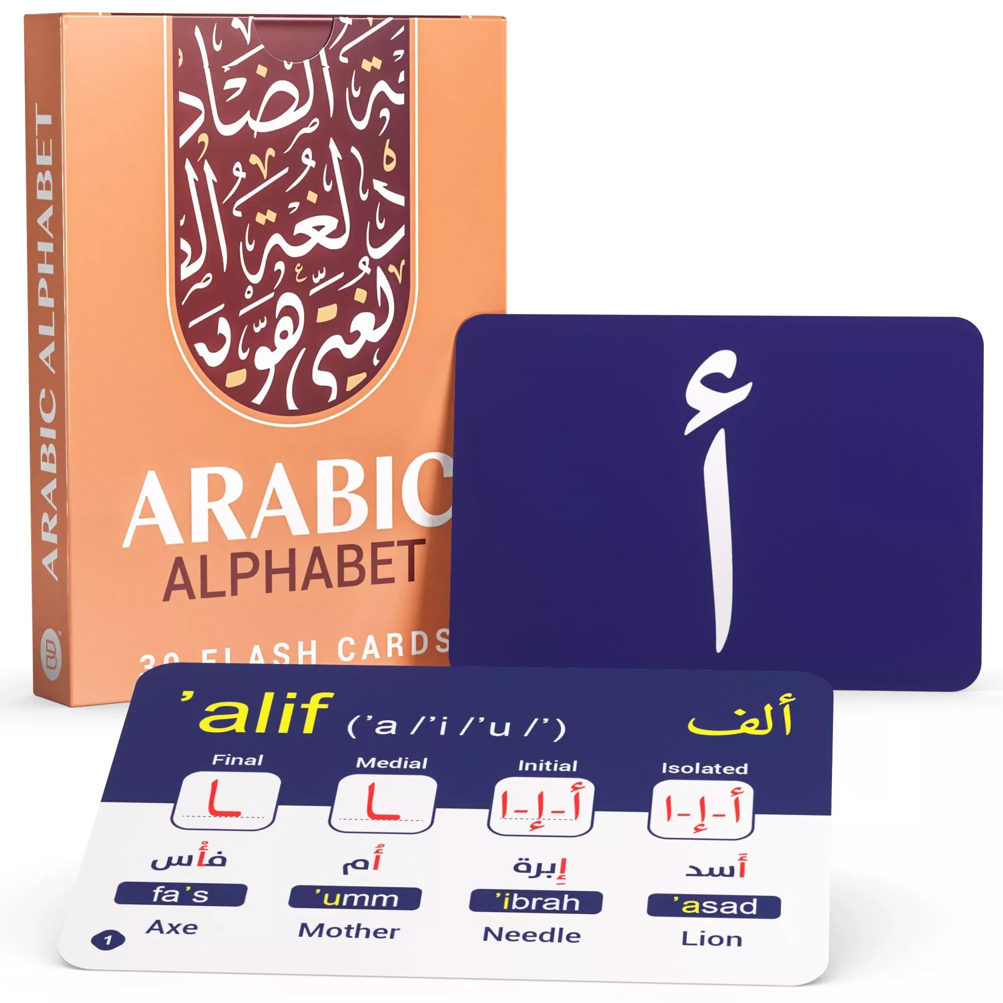 Briston Arabic Alphabet Flash Cards with Audio, Multi-color, 40 Cards