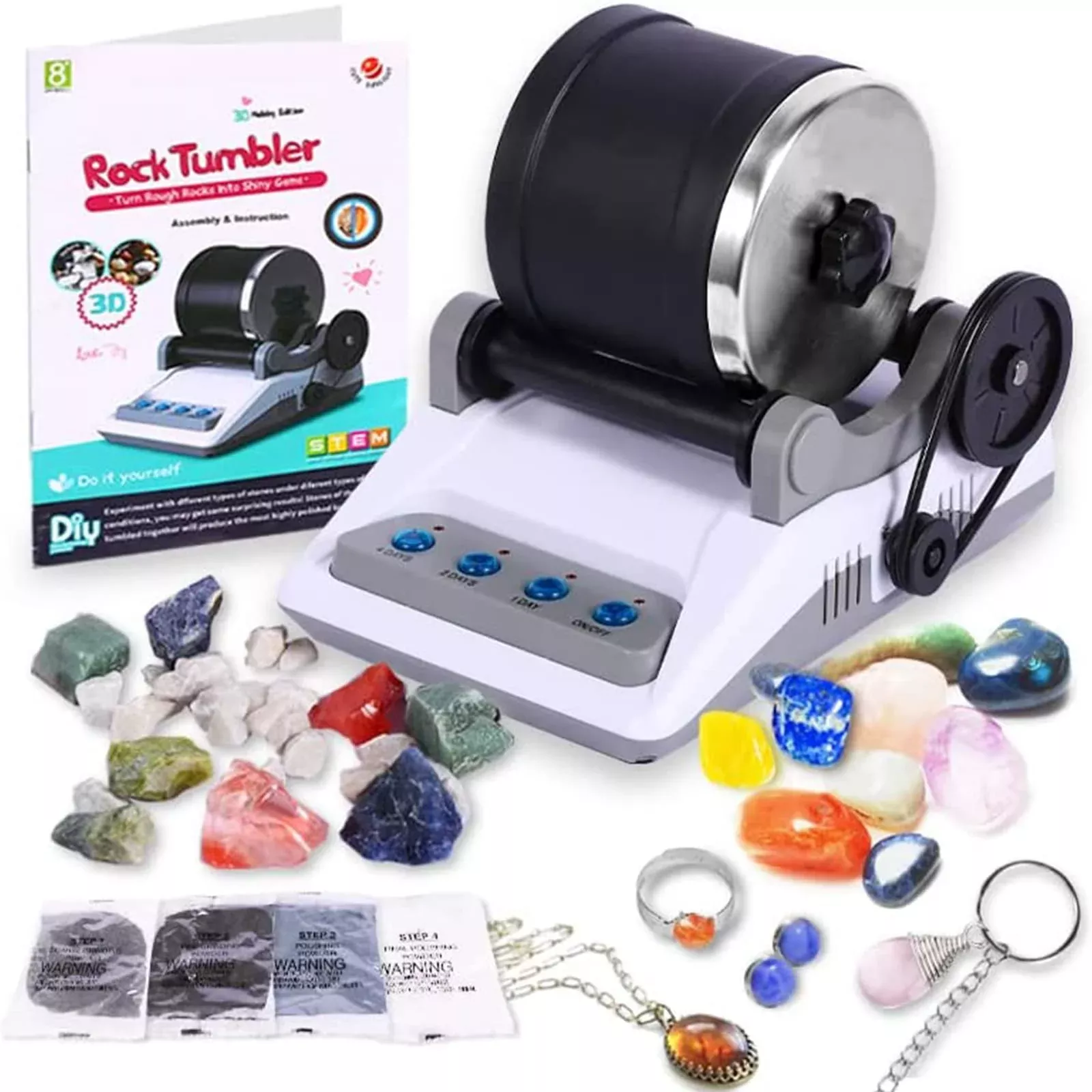BUAOB Rock Tumbler Kit - Medium Black Gemstone Polishing Set