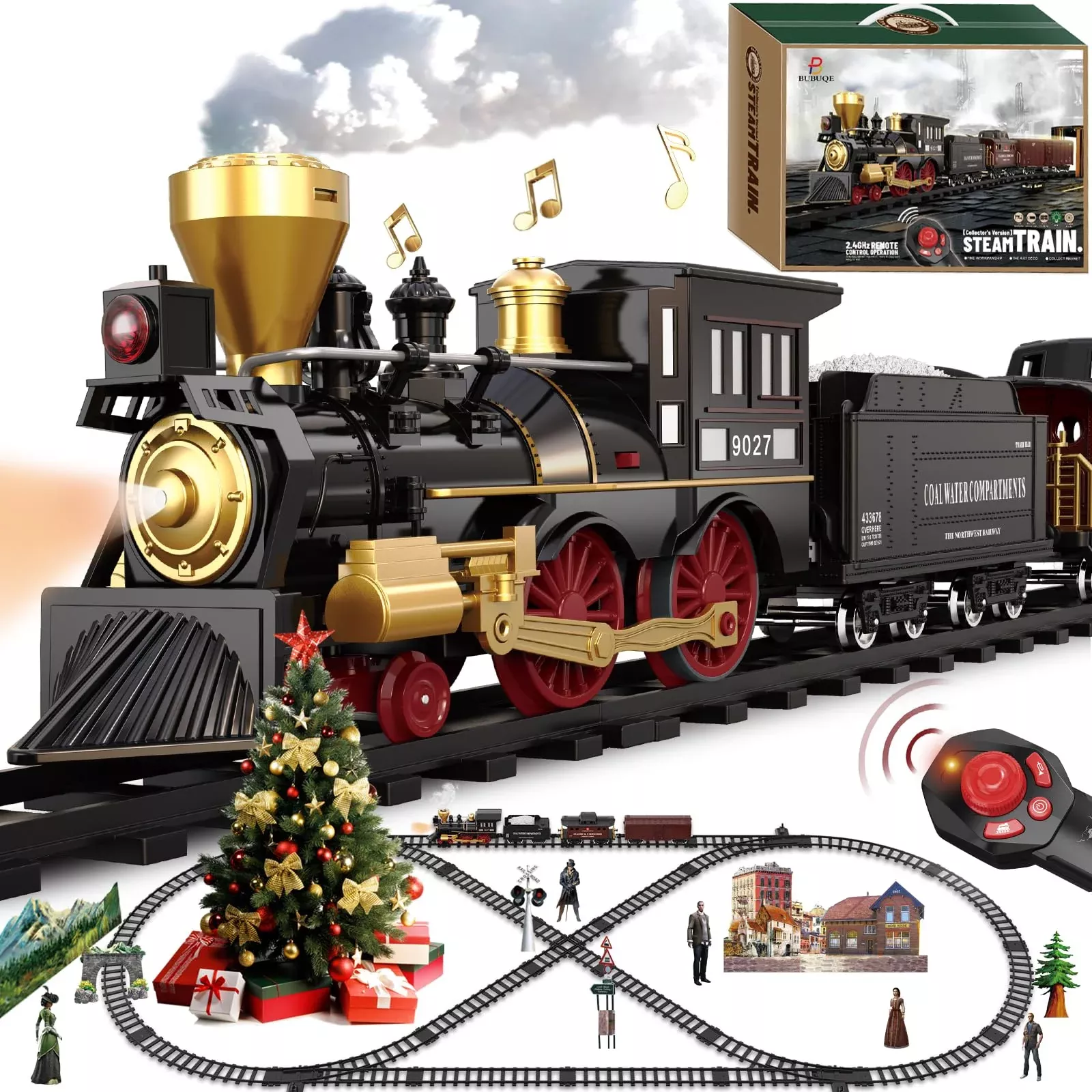 BUBUQE Luxury USB-Powered Electric Remote Control Train Set, Silver