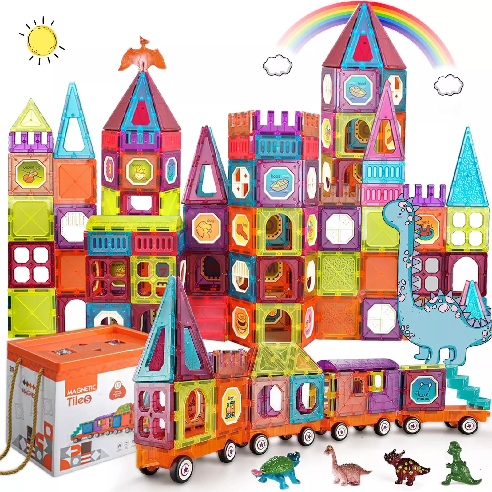 BUBUQE Magnet Building Block Train Set - Multicolor Magnetic Tiles