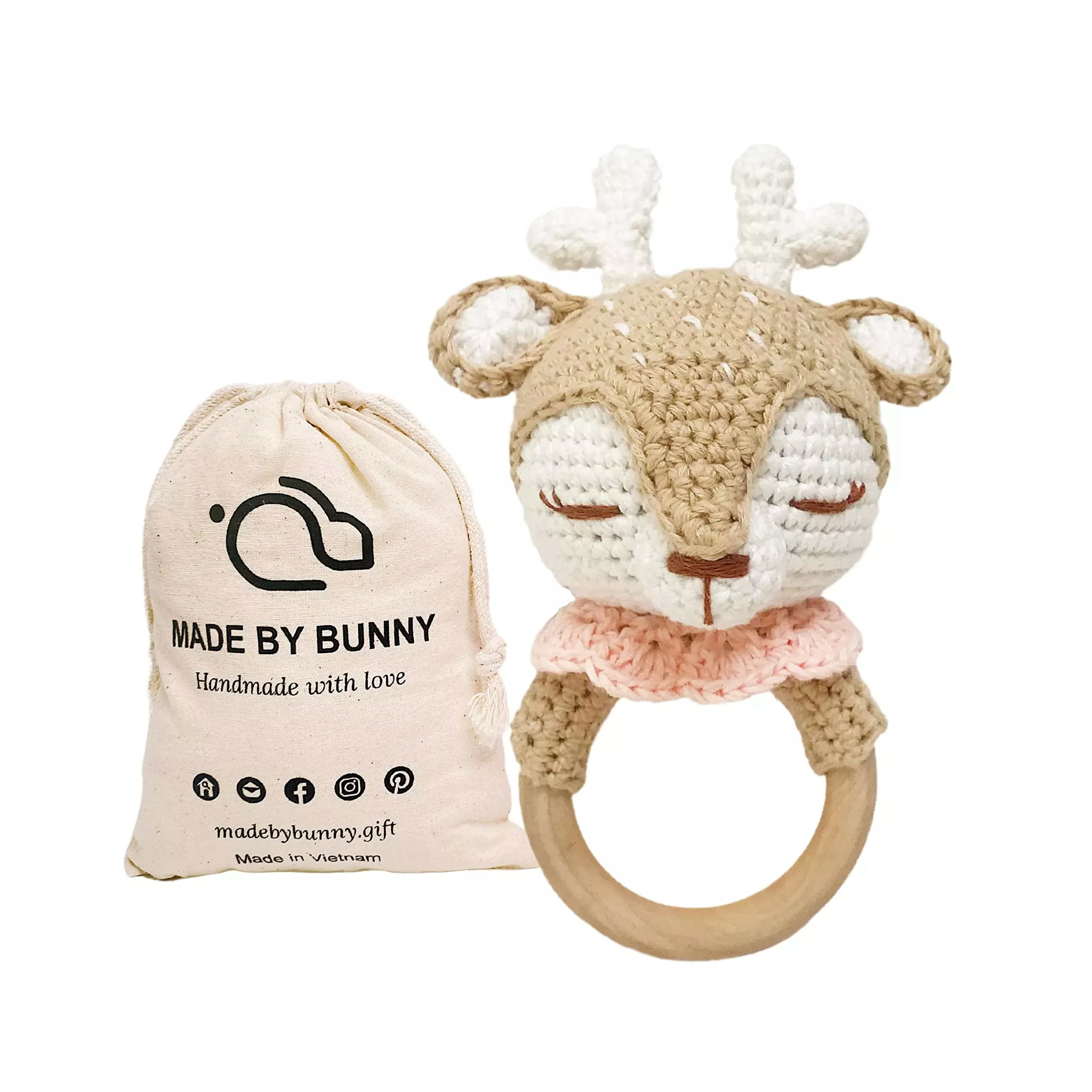 Bunny - Rattle For Young Children, Handmade Woolen Toy, Visual And Sen