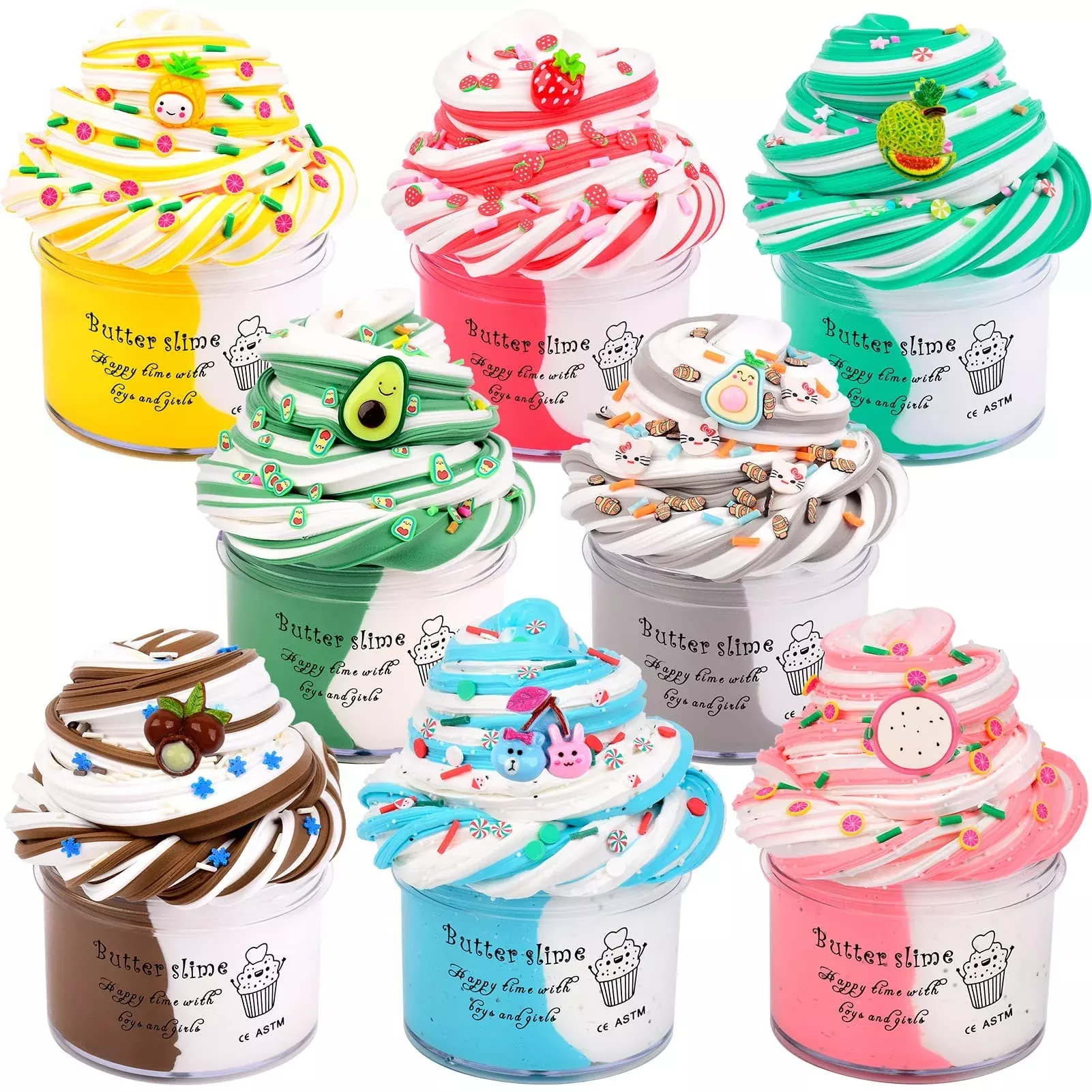 Butter Fruit Slime Kit For Girls 8 Pack, Stretchy And Non-Sticky, Slim