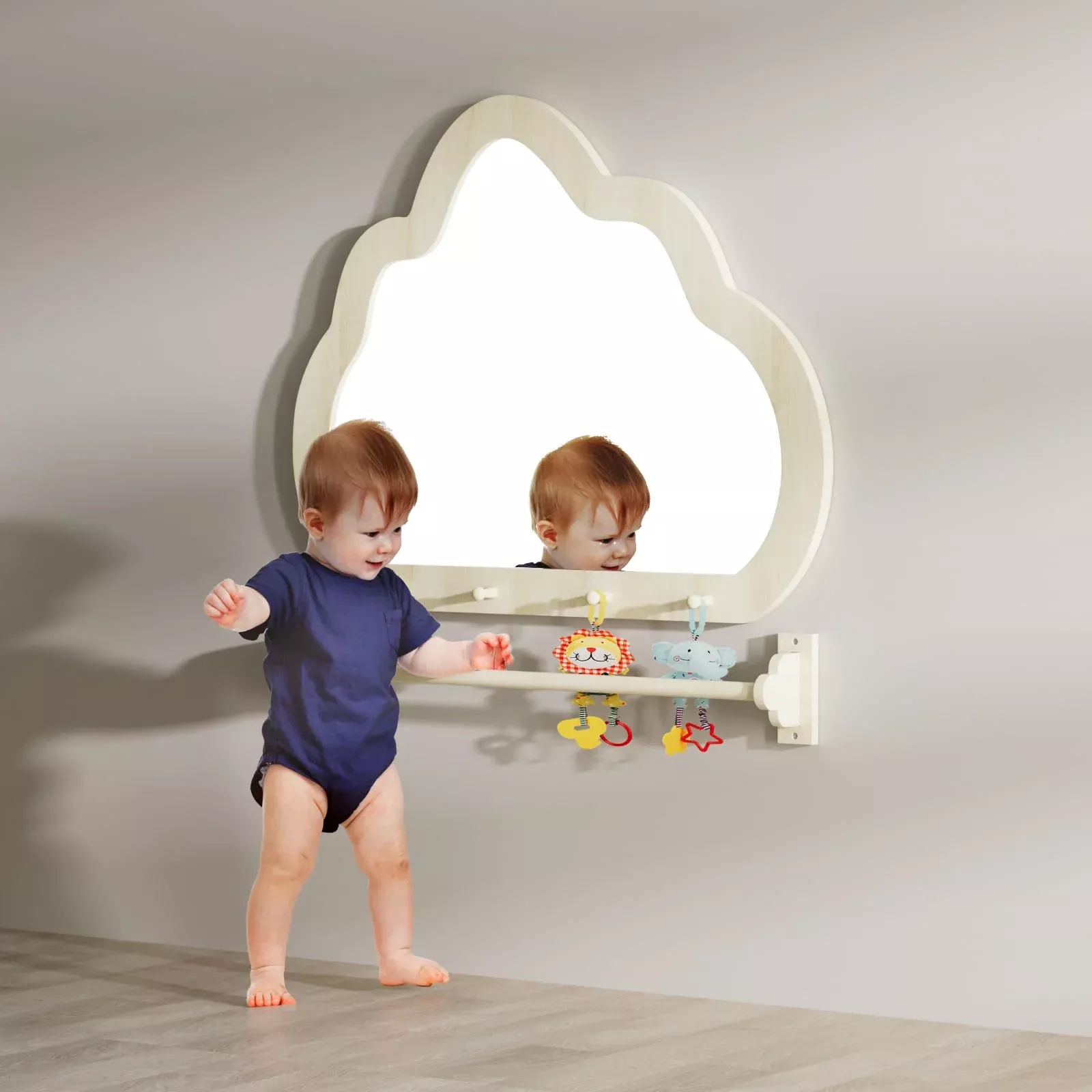 BZBRLZ Baby Pull-Up Bar with Mirror, White, 22"L x 0