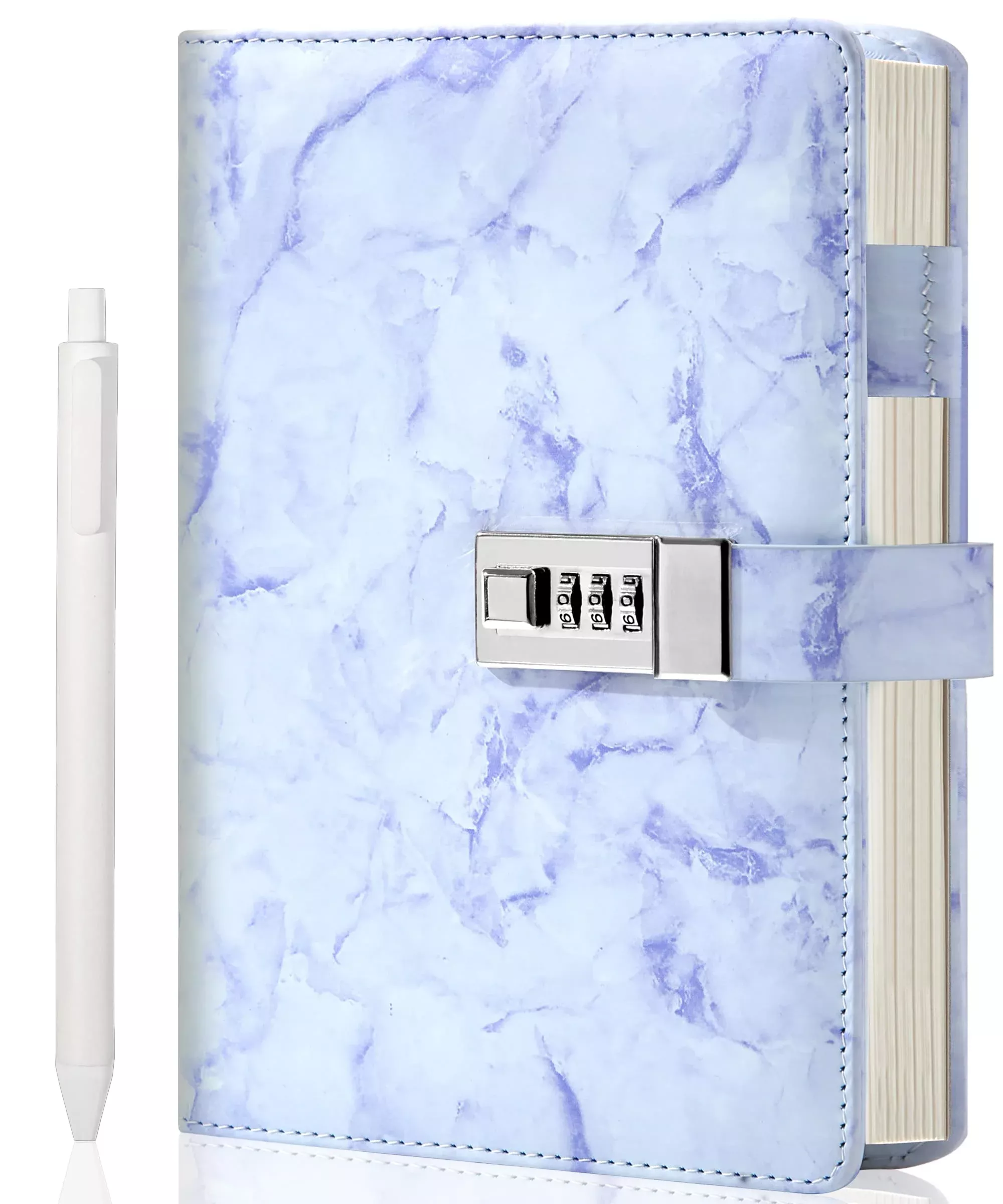 CAGIE A5 Marble Diary with Lock, Waterproof Secret Journal for Girls,