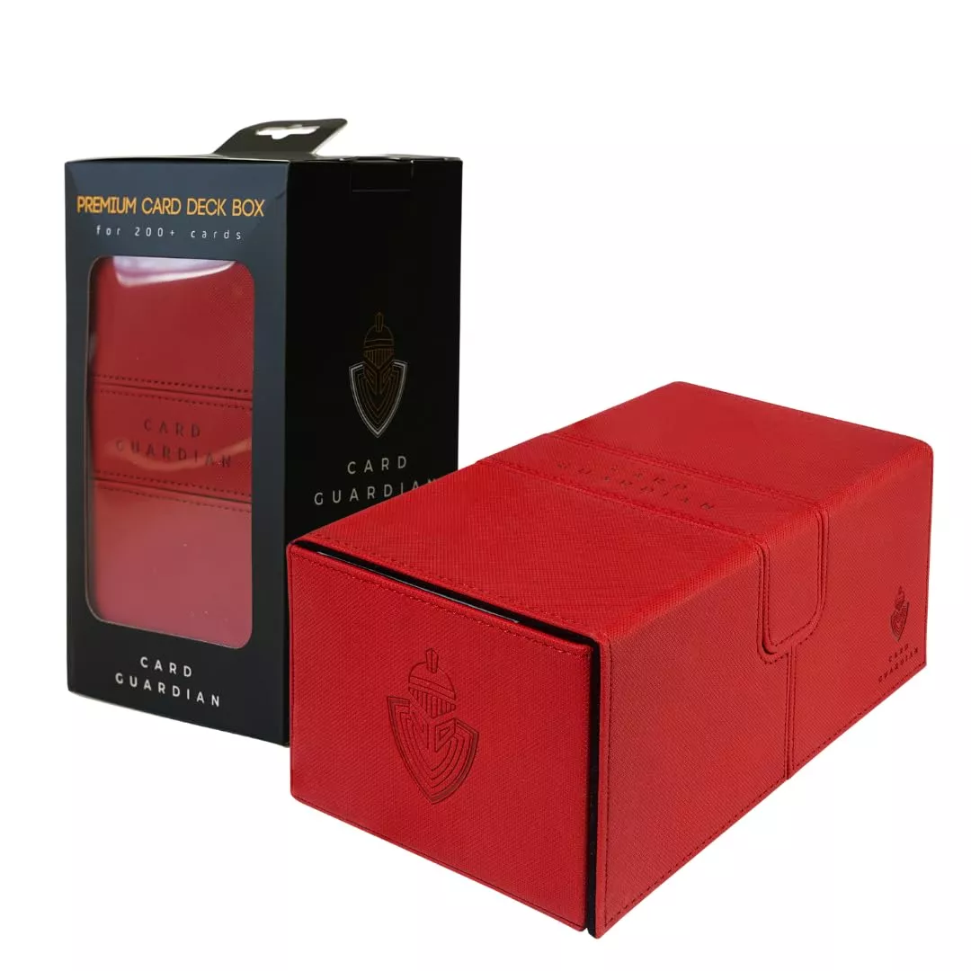 Card Guardian Double Deck Box - Red, Holds 200+ Cards, Premium Polyure