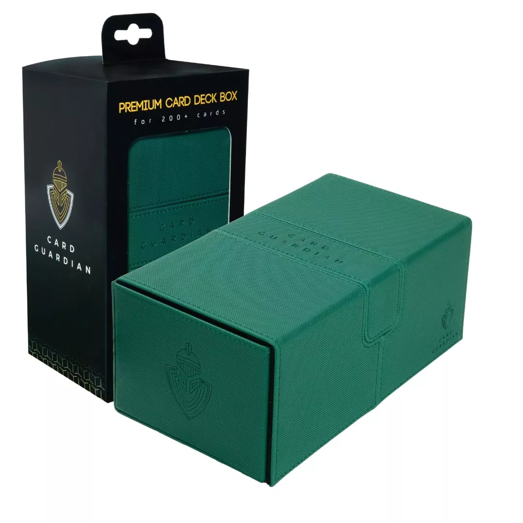 Card Guardian - Premium Double Deck Box (Green) For 200+ Cards Trading