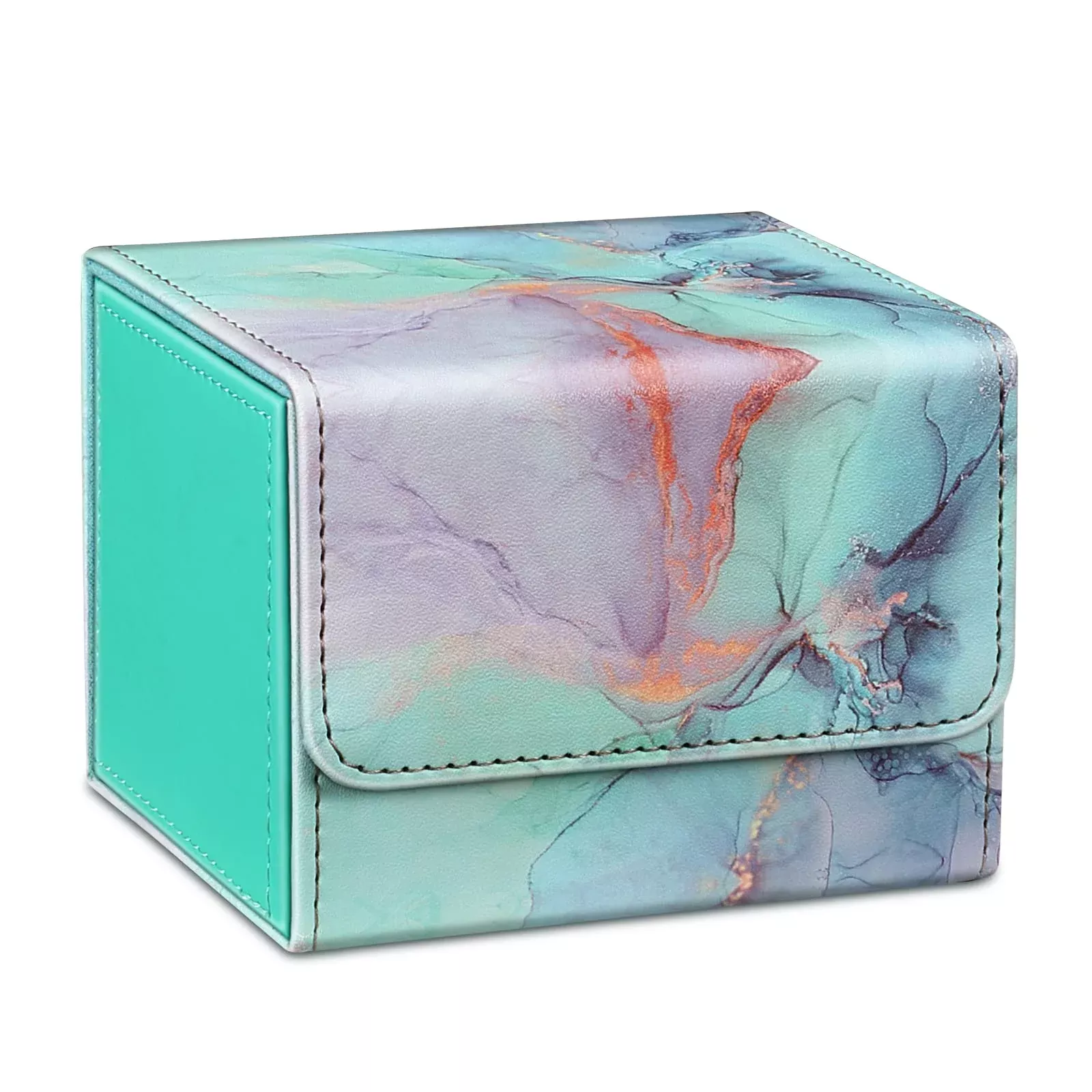 CaseBot Card Deck Box for Trading Cards, Emerald Marble, Medium Size