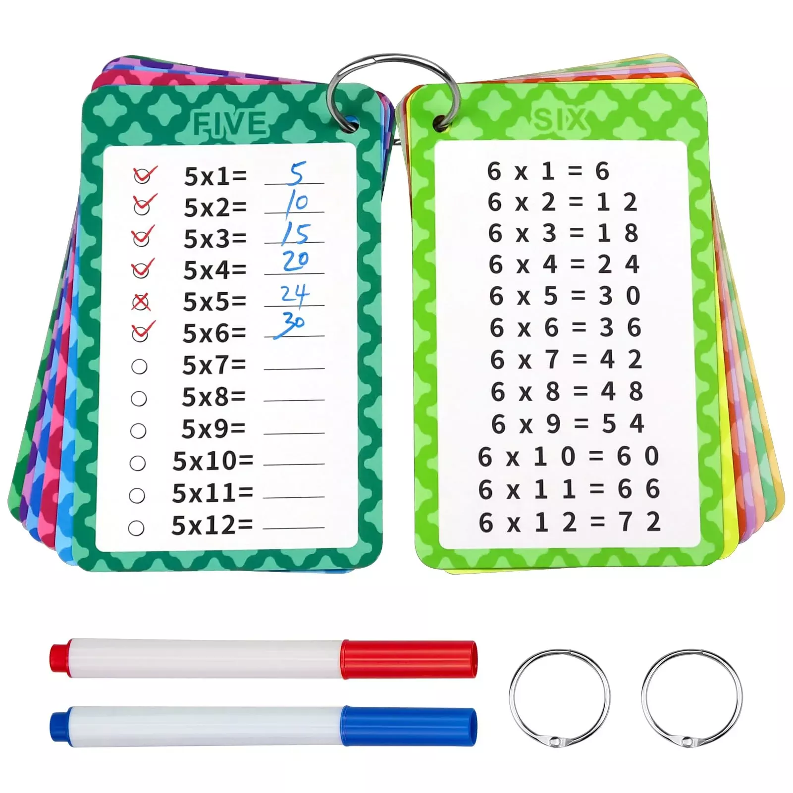 Catephe Multiplication Flashcards 0-12, Colorful Paper Math Game with