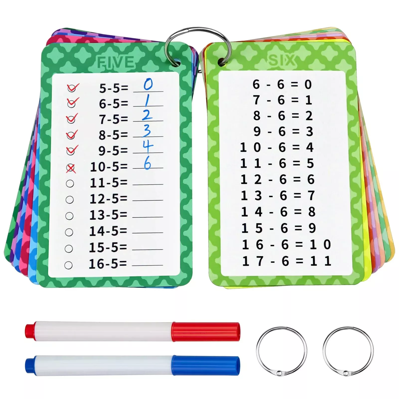 Catephe Subtraction Flashcards 0-12, 13 Pcs Subtraction Chart Math Fla