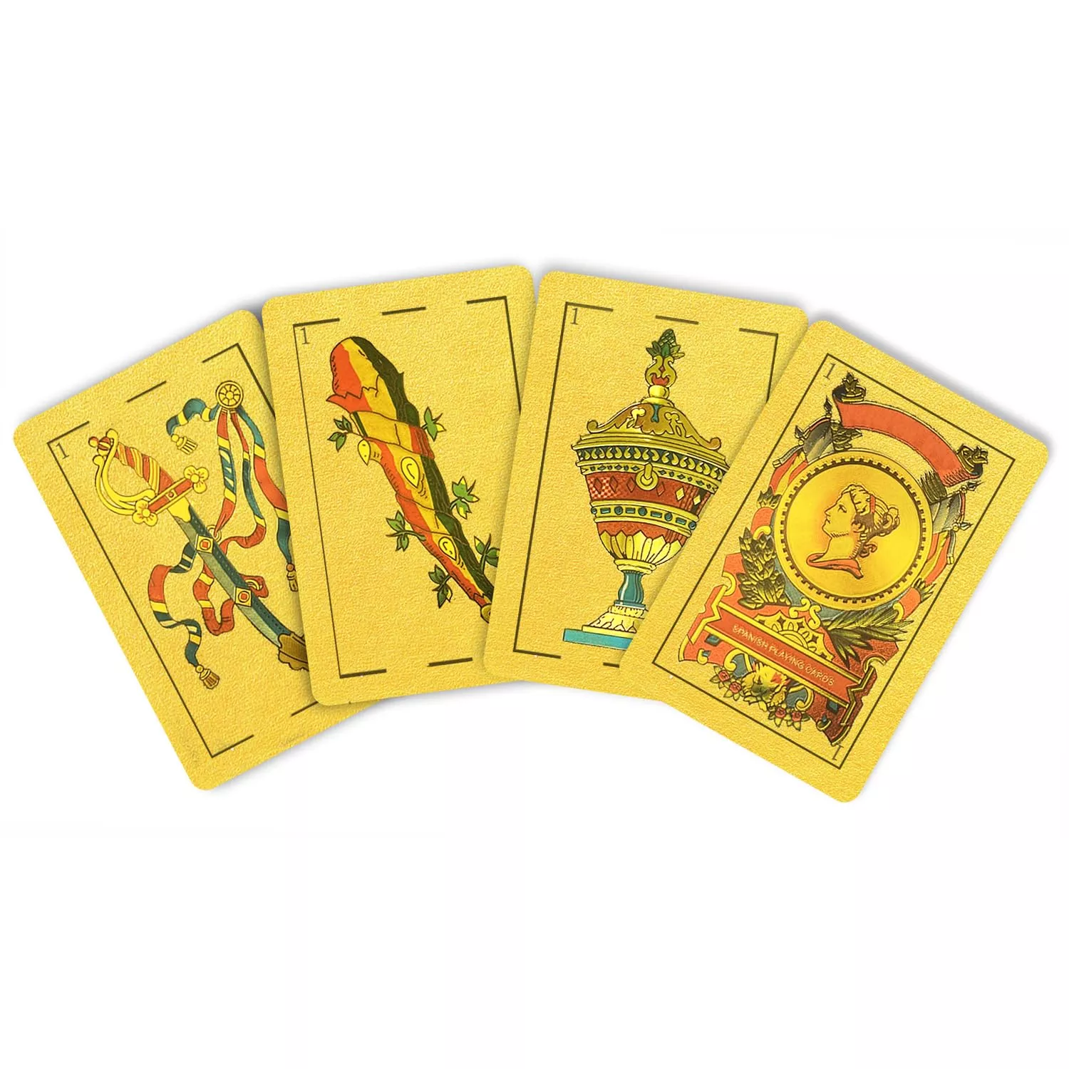 CDBXRA Gold Foil Spanish Playing Cards - Waterproof PVC, Original Deck