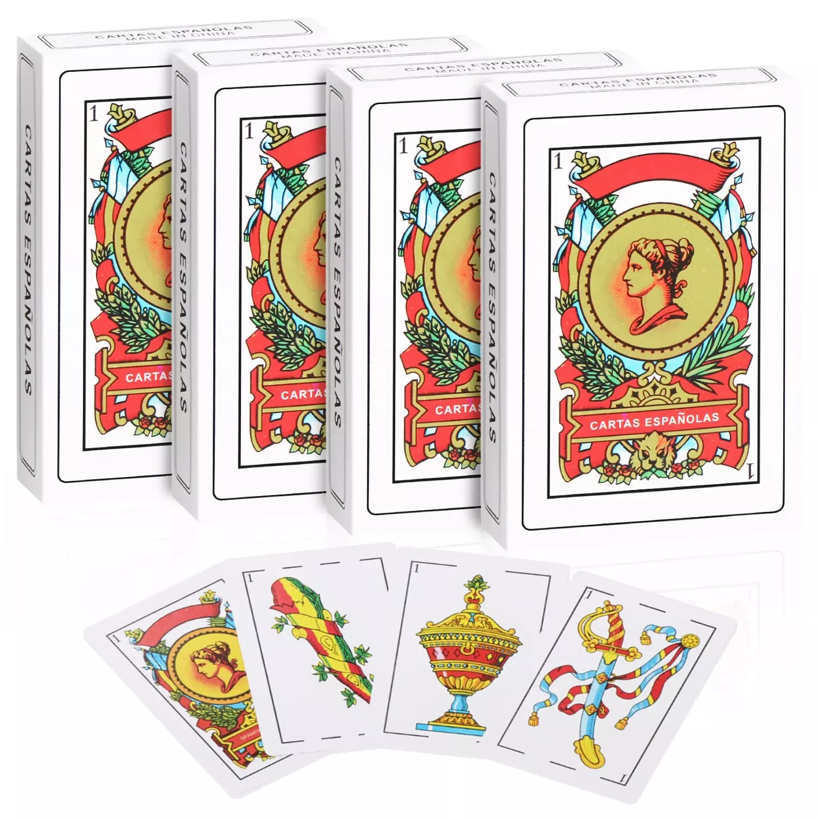 CDBXRA Spanish Playing Cards - 4 Decks of Original Barajas Españolas -