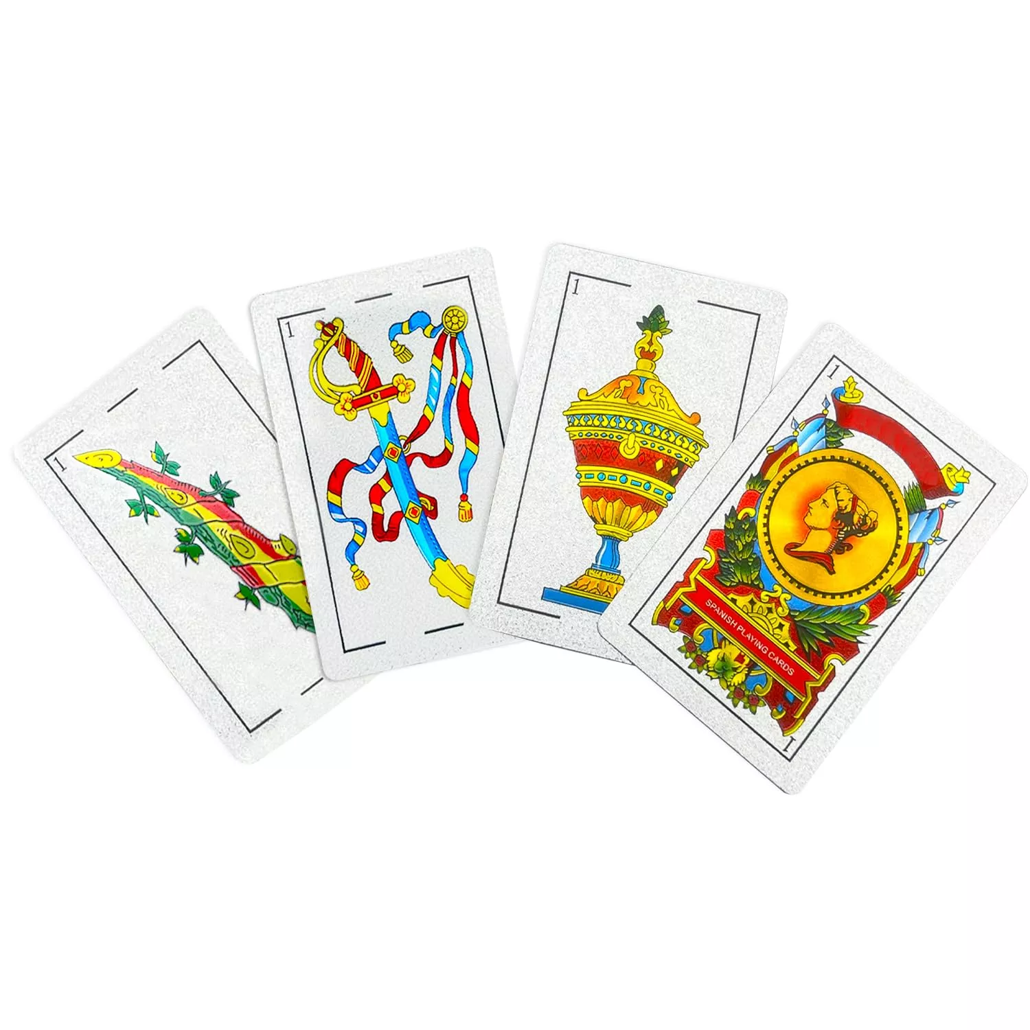 CDBXRA Spanish Playing Cards - Luxury Silver Foil, PVC Waterproof, 2 P