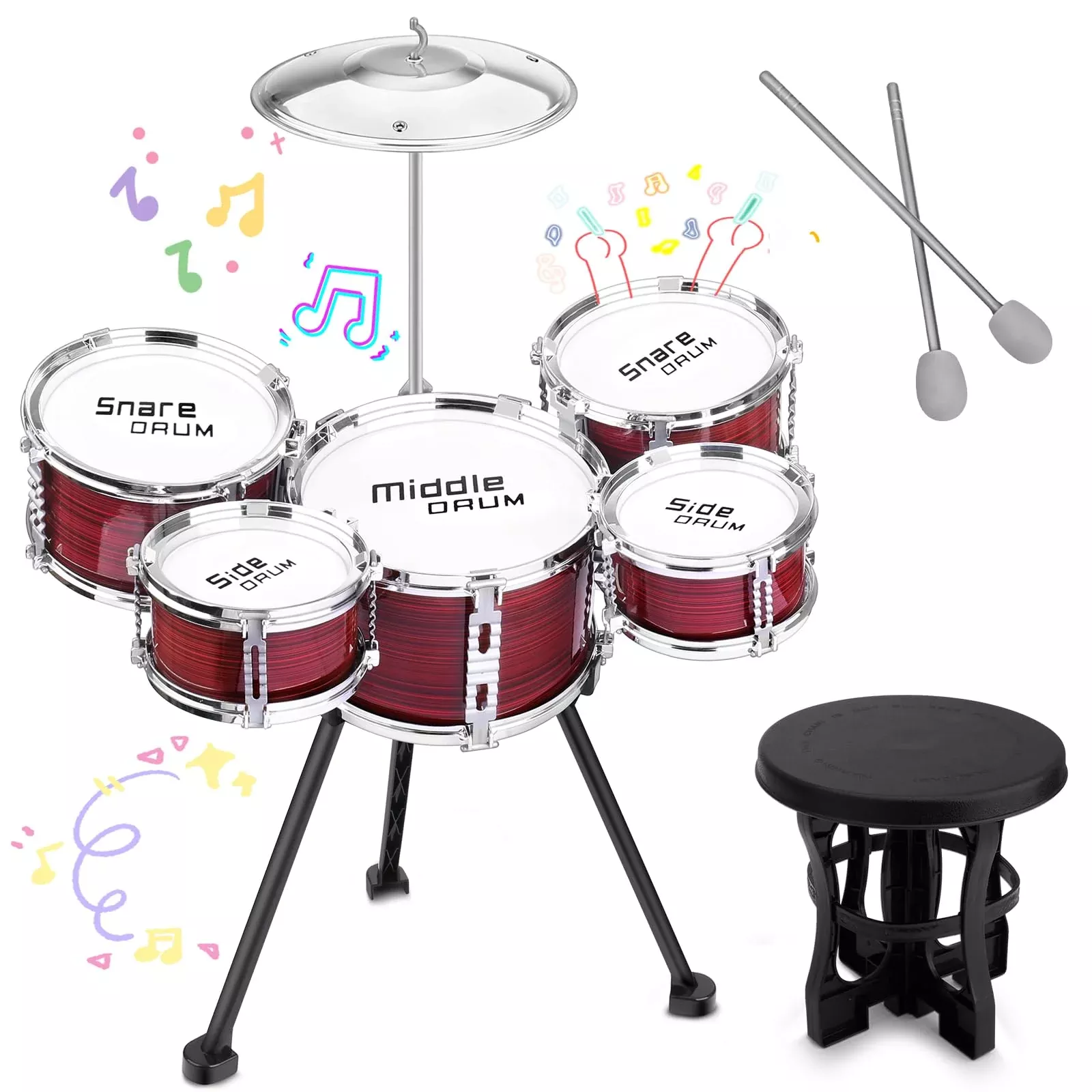 CHADRIGIVS Toddler Drum Set for Ages 3-5, Red,