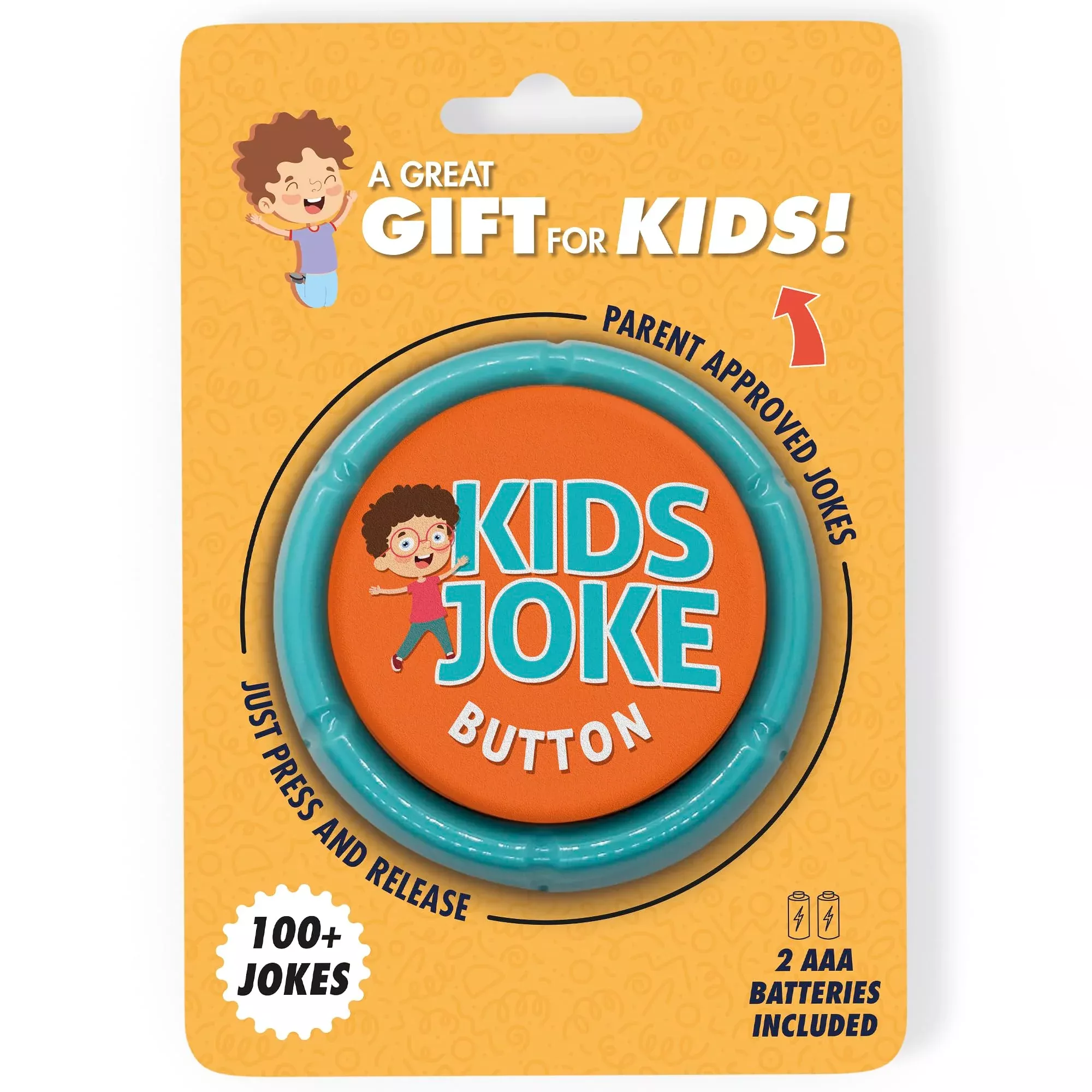 Charlie's Treasures Kids Joke Button for Ages 6+, Yellow, Small