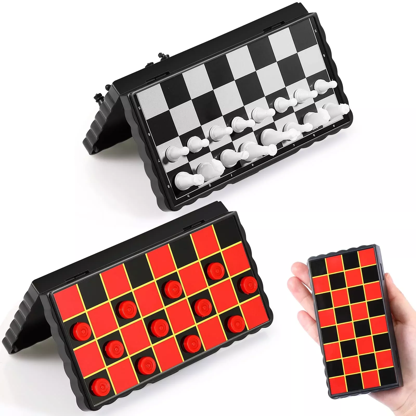 Charniol Magnetic Travel Chess Set Checkers With Portable Folding Ches