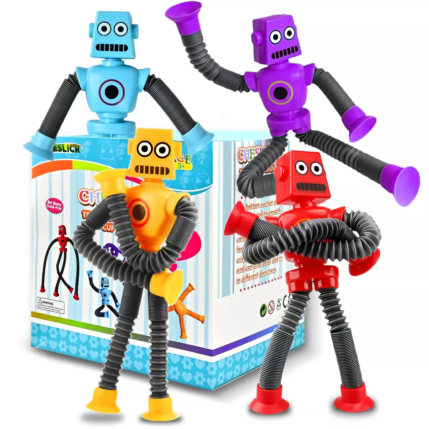 CHESLICR Robot Sensory Toy Set 4Pcs Medium Multiple Colors for Kids