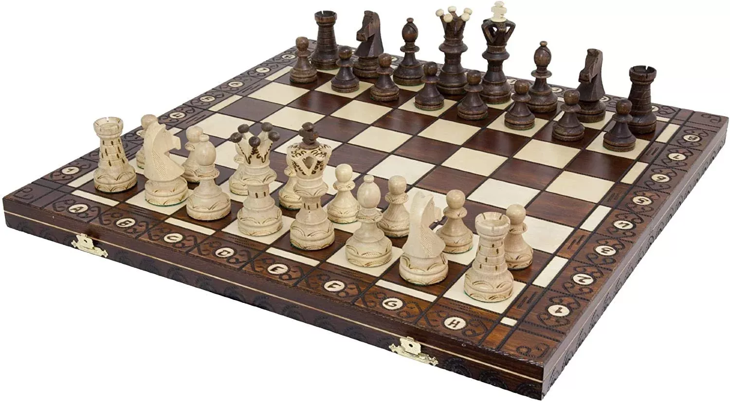 Chess and Games Shop Muba Handmade Chess Set, Large, Bronze, Wood