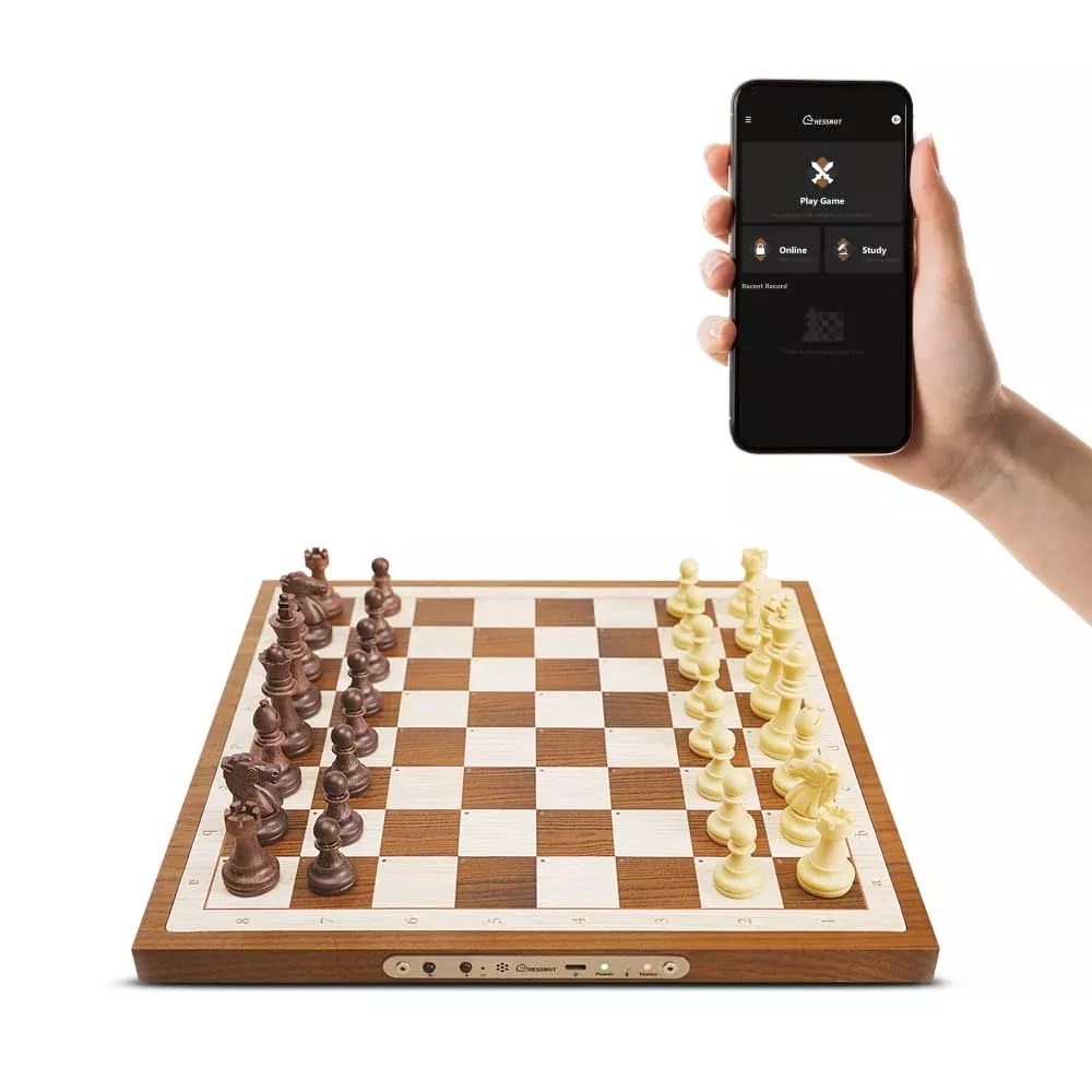 Chessnut Electronic Chess Board with AI, Wooden/Brown, 33cm