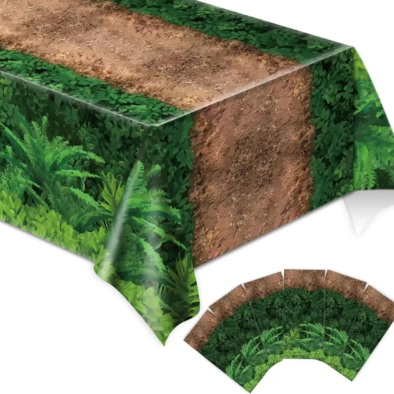 chiazllta Forest Path Party Tablecloths, Green, 105'' x 54
