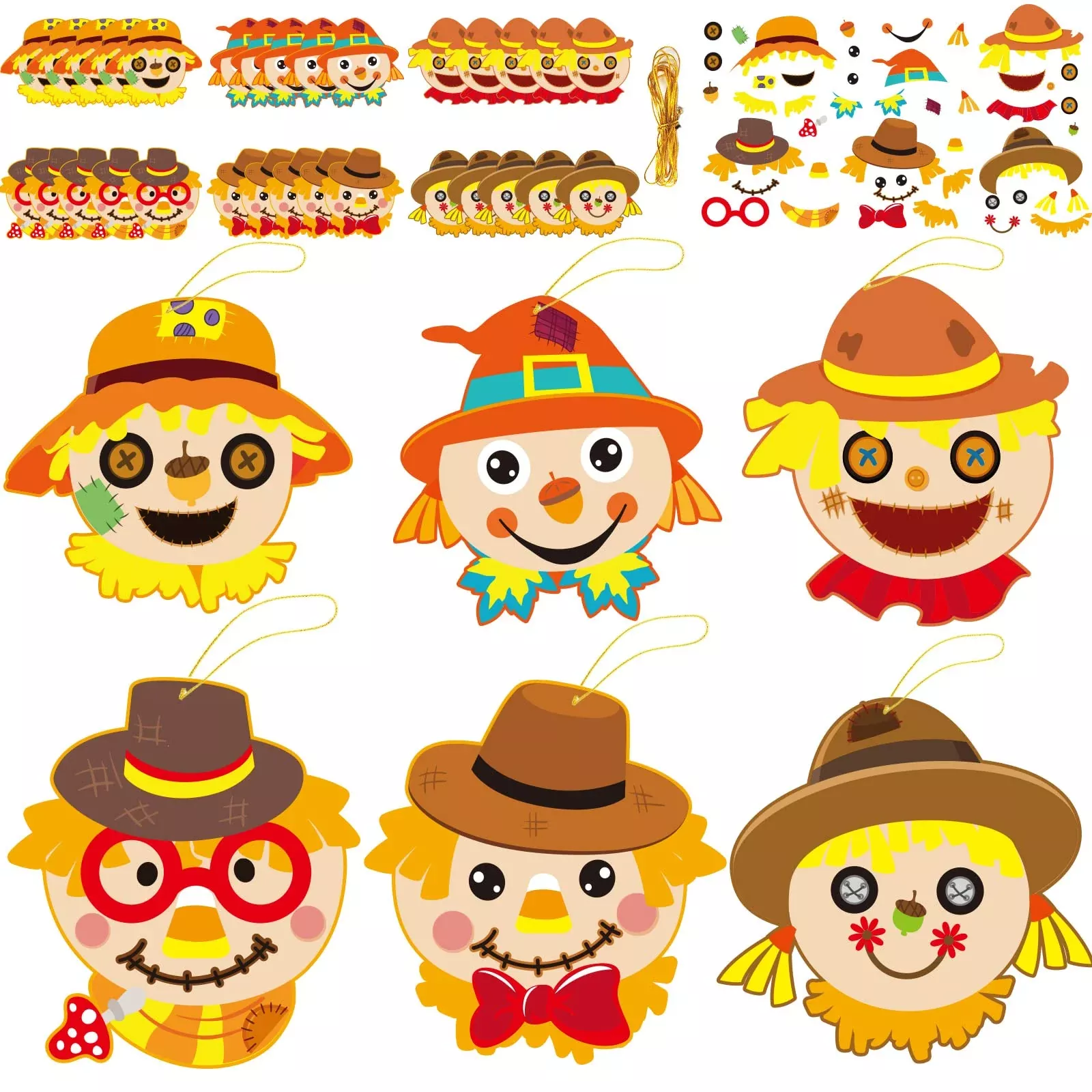 chiazllta Scarecrow Craft Kits for Kids, Multicolor, 30 Pieces