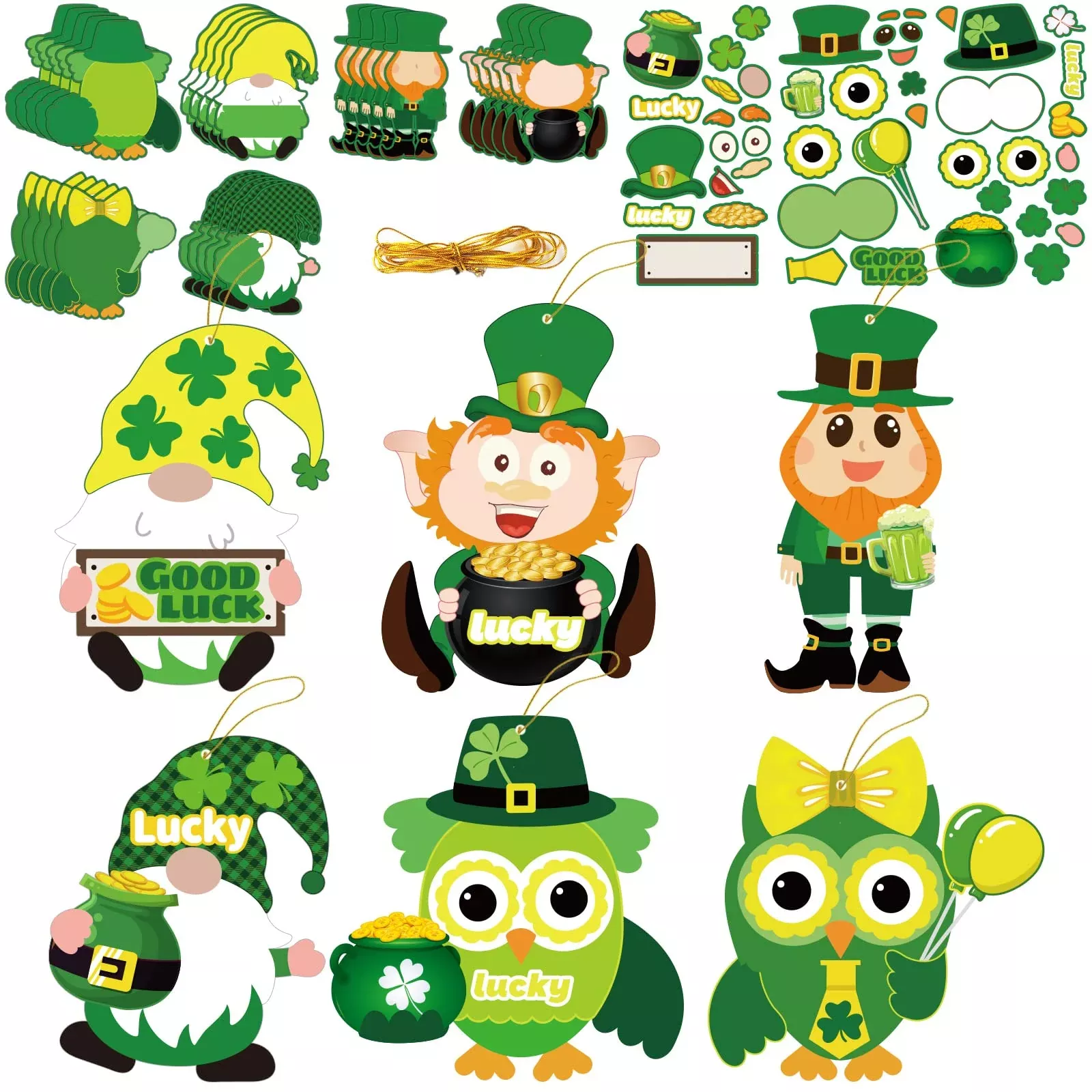 chiazllta St. Patrick's Day Craft Kits for Kids, 30 Body Cards,