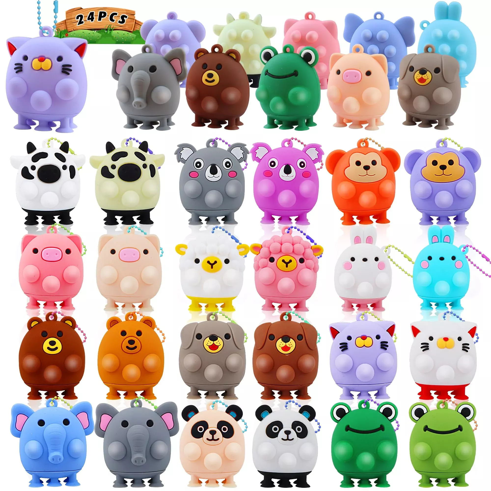 ChildFun Animal Pop Fidget Suction Toys - 24 PCS Multicolor Small