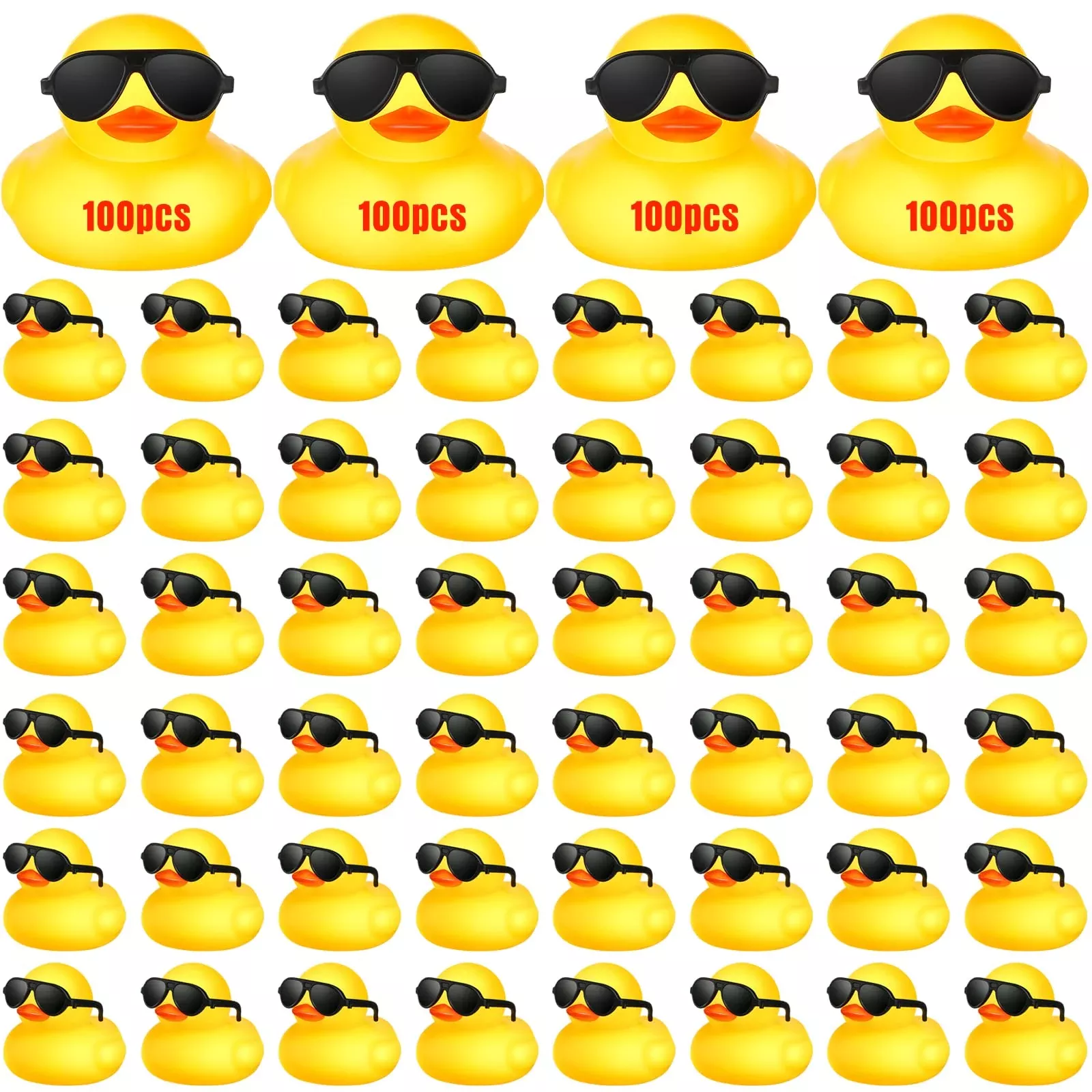 Chivao Mini Rubber Ducks Bath Toys, Yellow, 100 Pack, Small