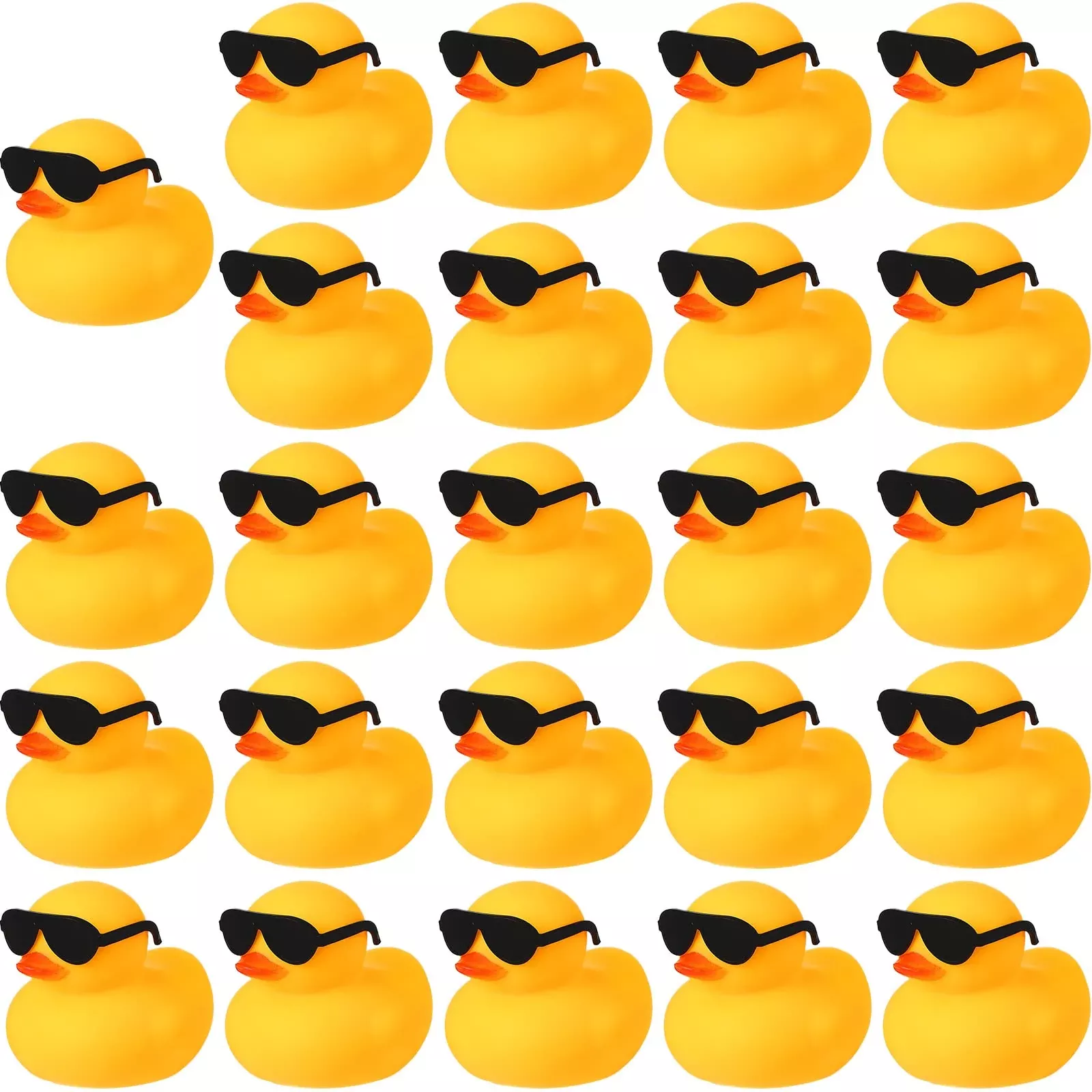 Chivao Mini Rubber Ducks with Sunglasses, 3x2 inch, Yellow & Black