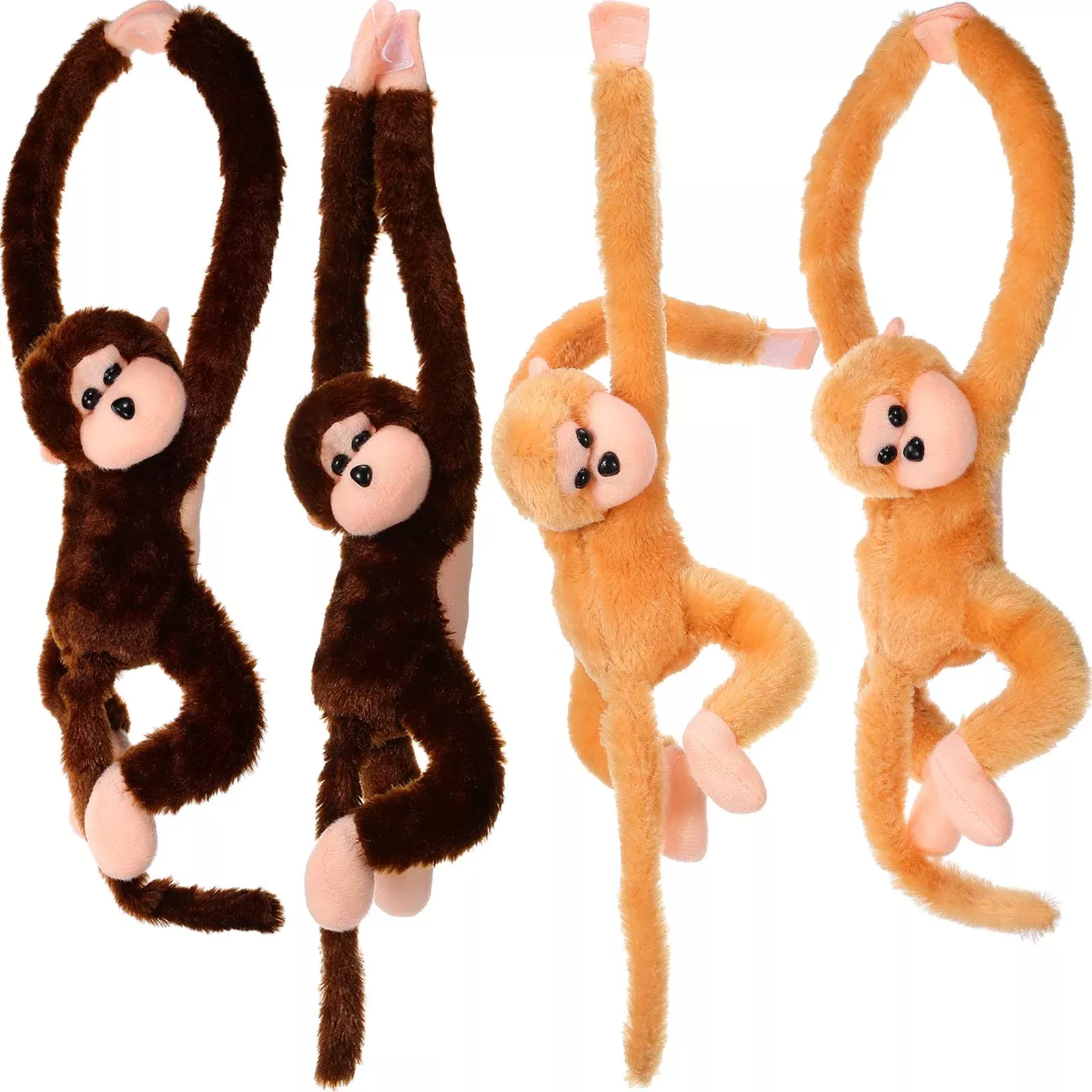 Chivao Monkey Plush Toys 20 Inch Brown Khaki 4 Pack Hanging Decor