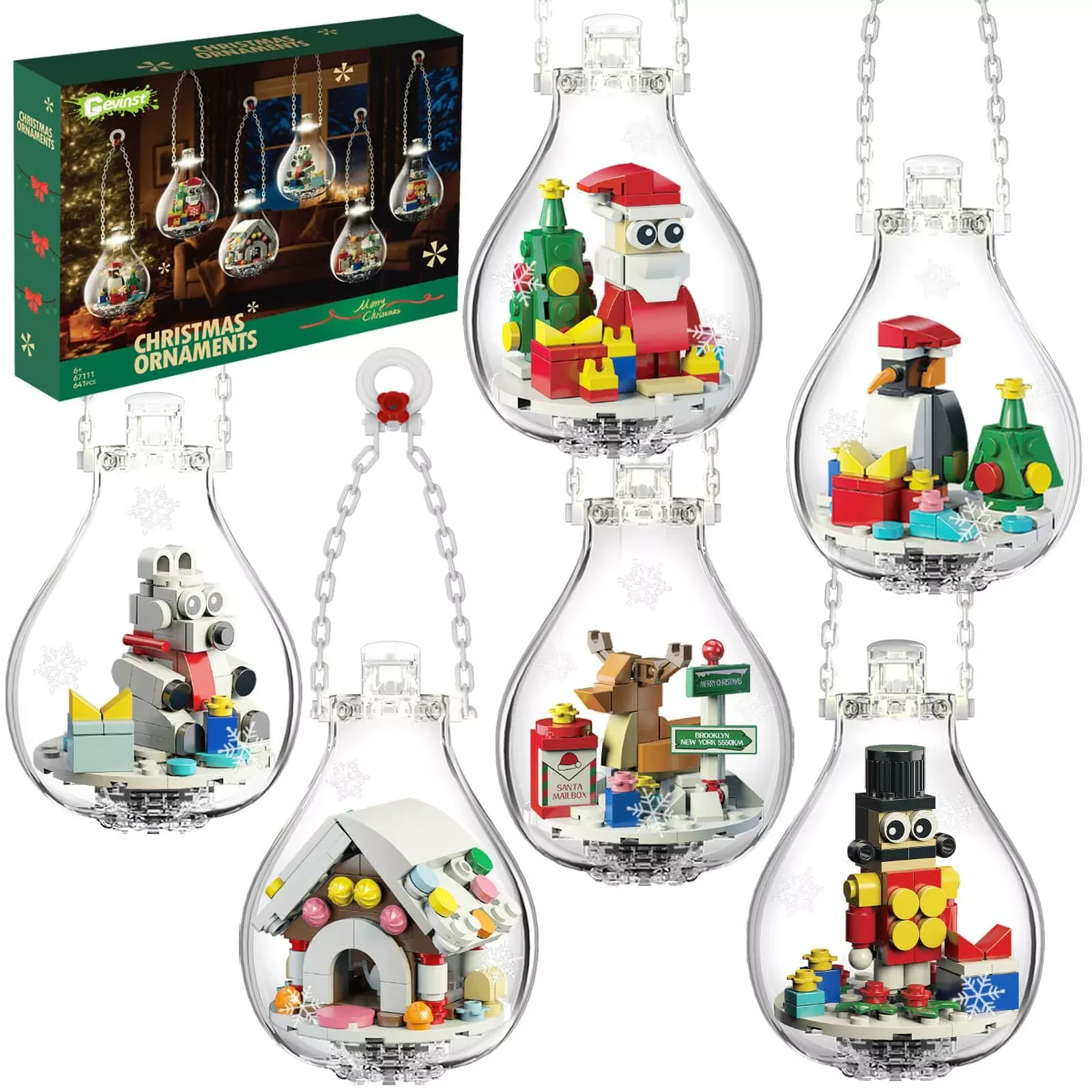 Christmas Ornaments 2024 Building Set, Ornament For Christmas Tree Wit