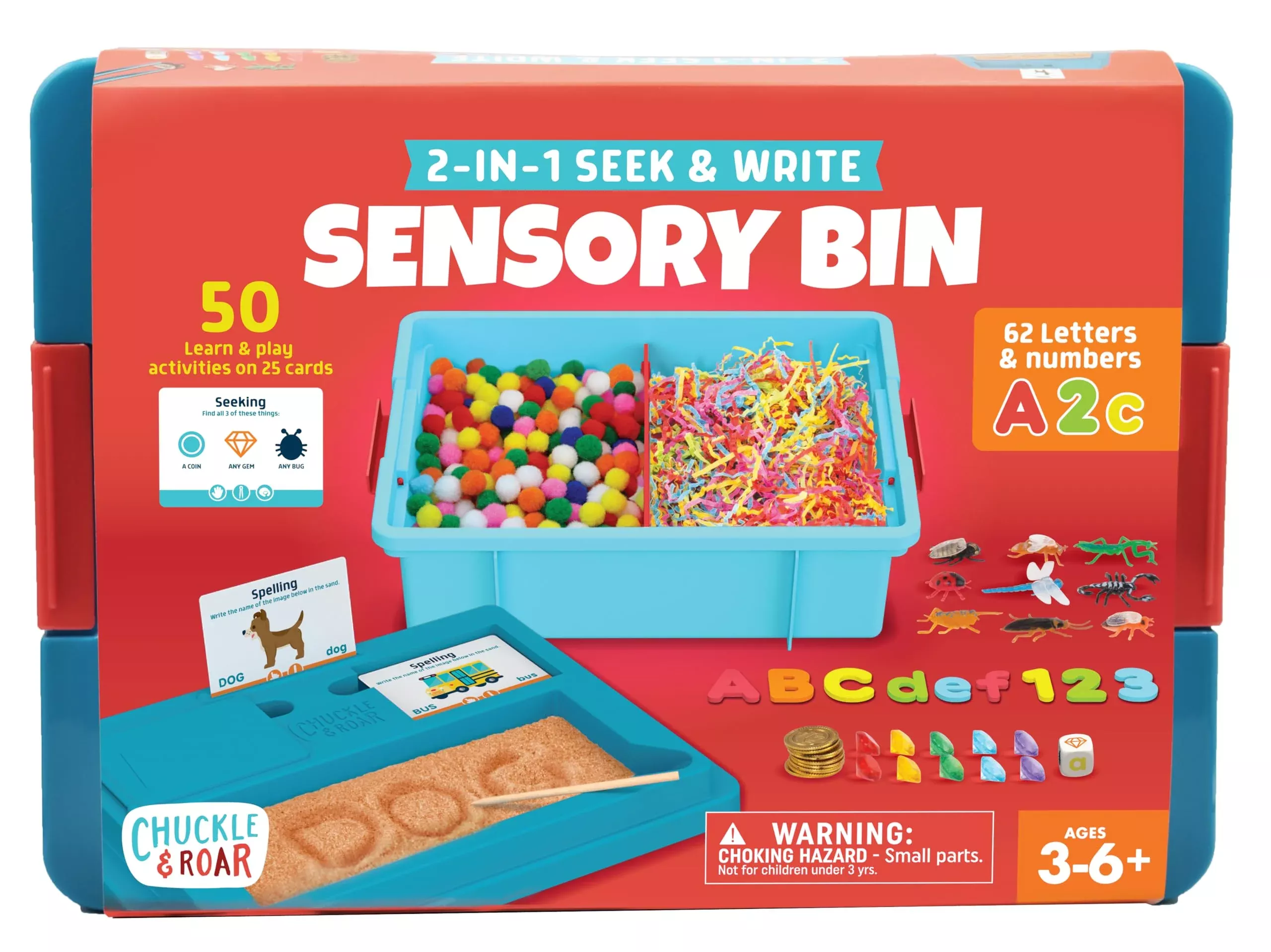 Chuckle & Roar 2-in-1 Seek & Write Sensory Bin, Medium,