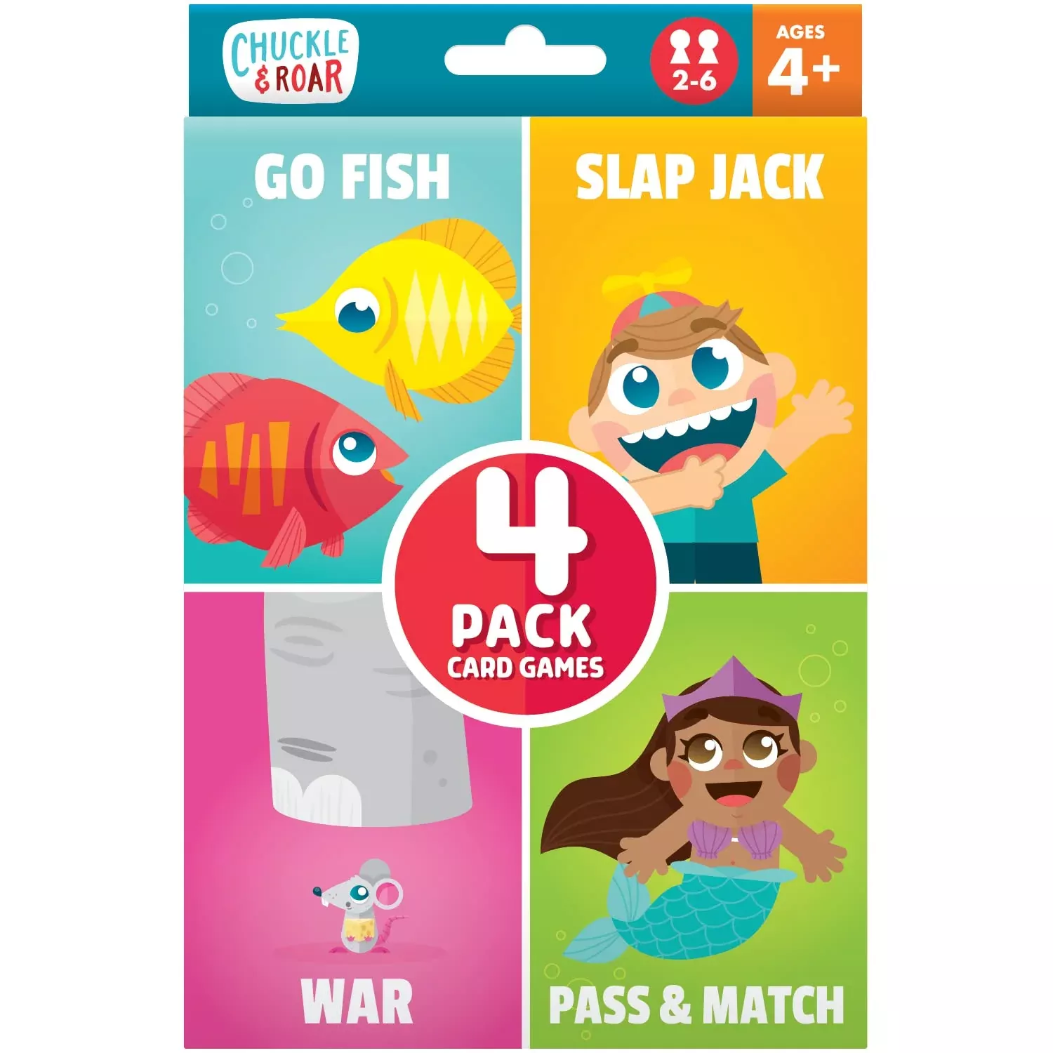 Chuckle & Roar Classic Card Games Set - 4 Pack for Family Game Night -