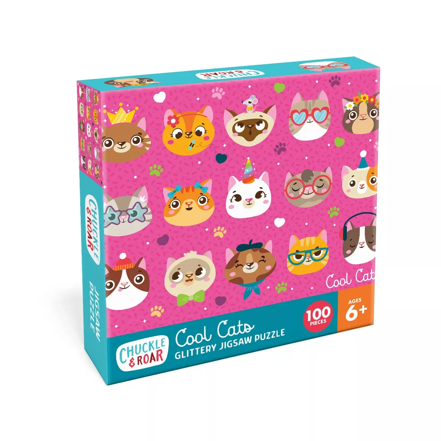 Chuckle & Roar Cool Cats Glitter Jigsaw Puzzle 100 Pieces 11in x
