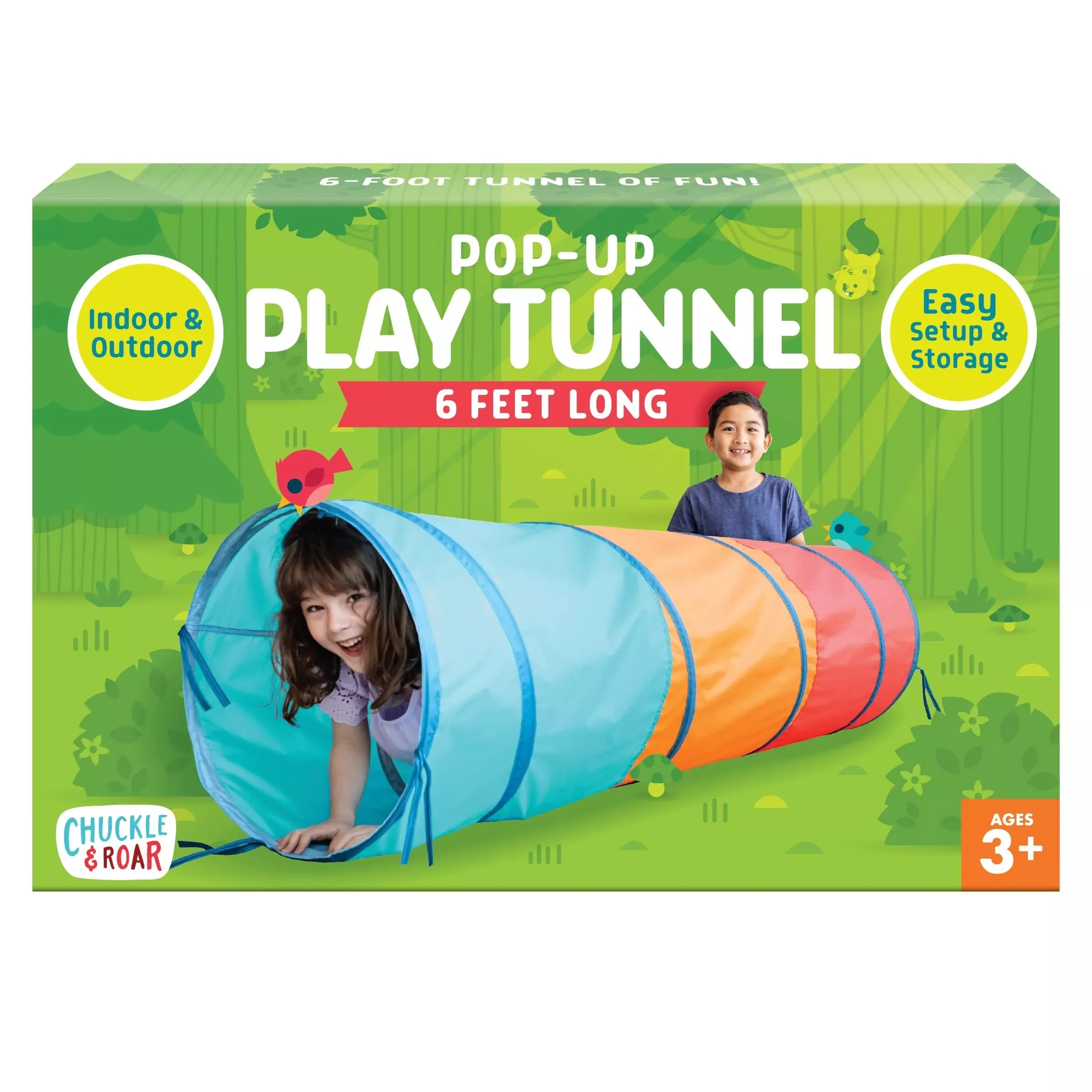 Chuckle & Roar Pop-Up Tunnel for Kids - 6ft Long, Multicolor