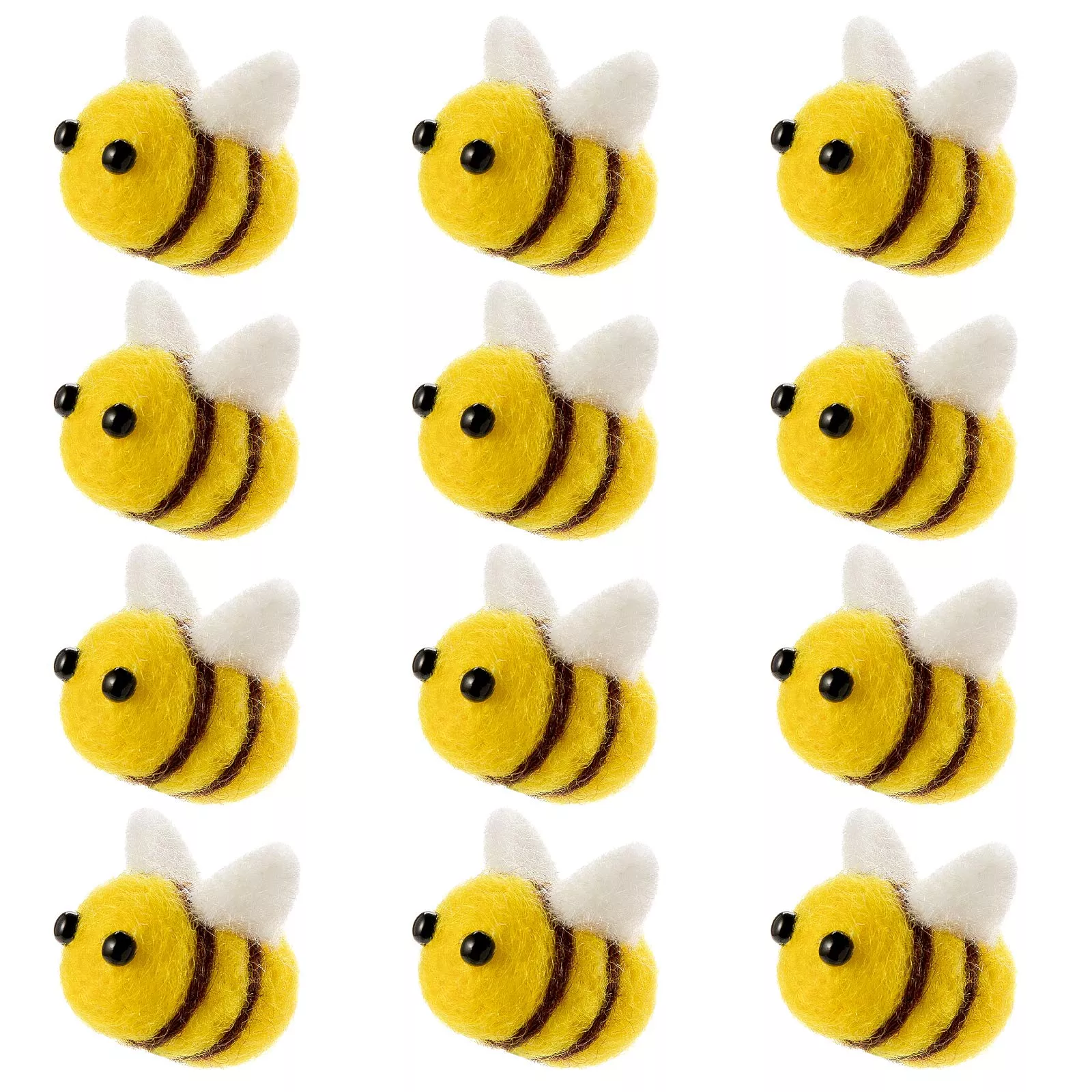 CINPIUK Handmade Felt Bees for Crafts, Small, Yellow, 12 Pieces