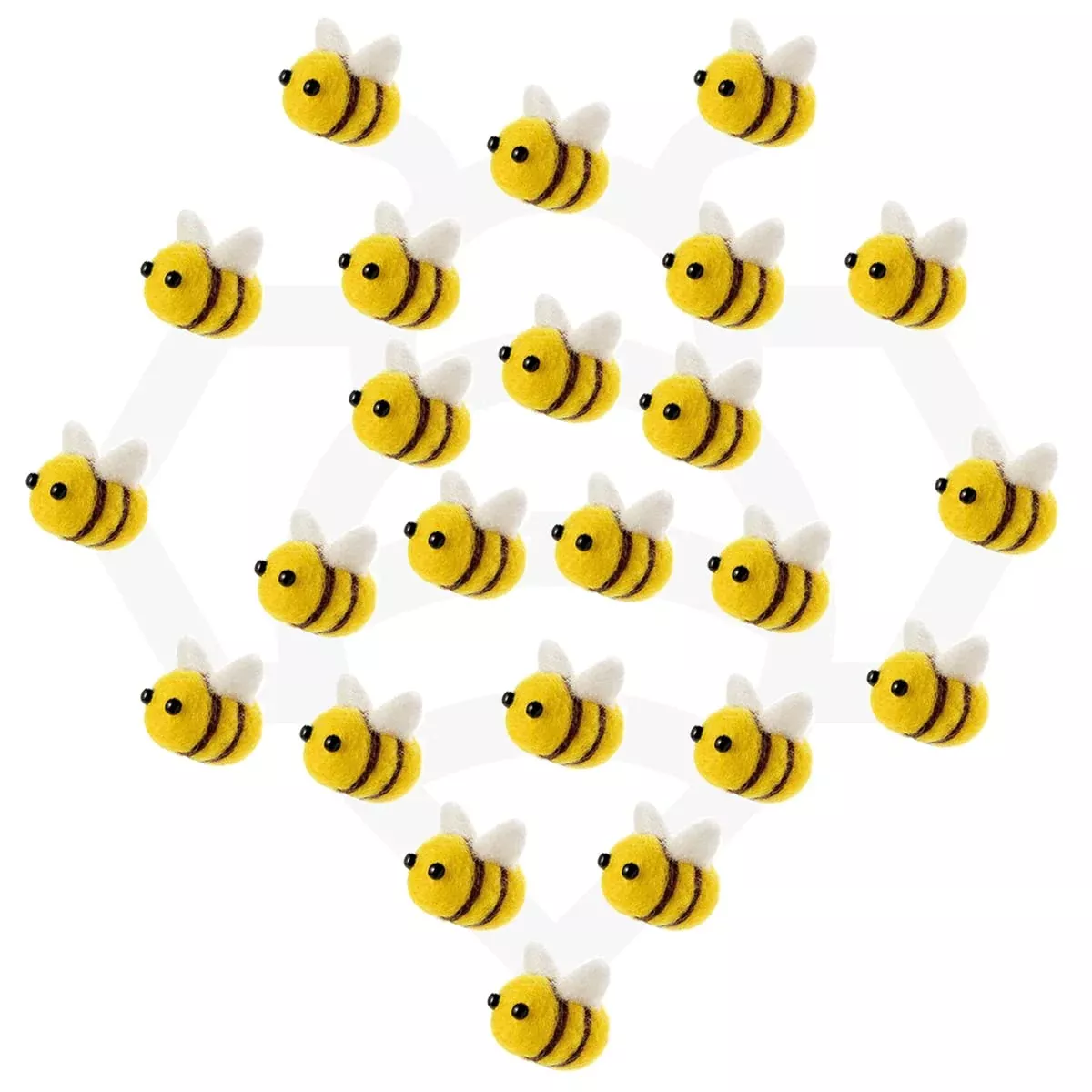 CINPIUK Handmade Felt Bees for Crafts, Small, Yellow, 24 Pieces